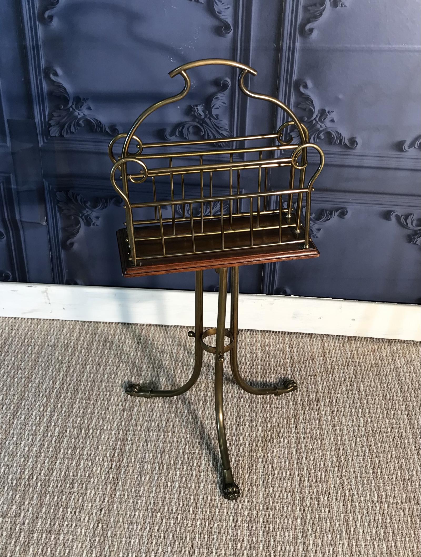 Edwardian Oak & Brass Revolving Magazine Rack (1 of 1)