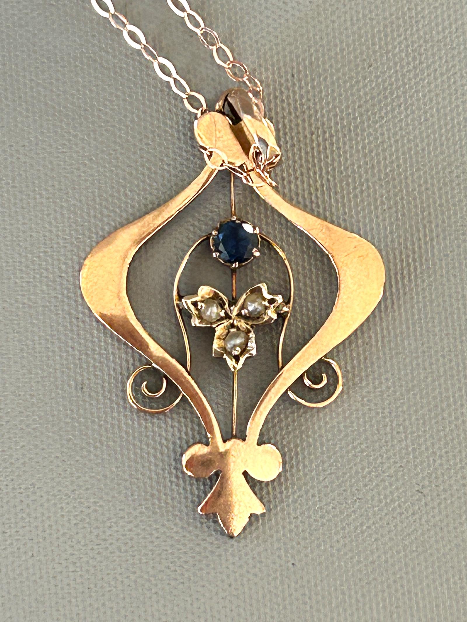 Edwardian Rose Gold, Amethyst & Seed Pearl Pendant Necklace (1 of 6)