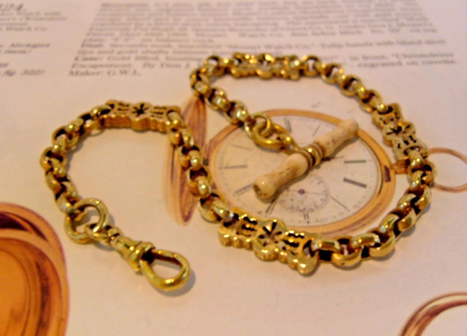 Pocket Watch Chain Victorian Brass Fetter Link Albert With Fancy T Bar Antique (1 of 15) Pocket Watch Chain Victorian Brass Fetter Link Albert With Fancy T Bar Antique (1 of 15)