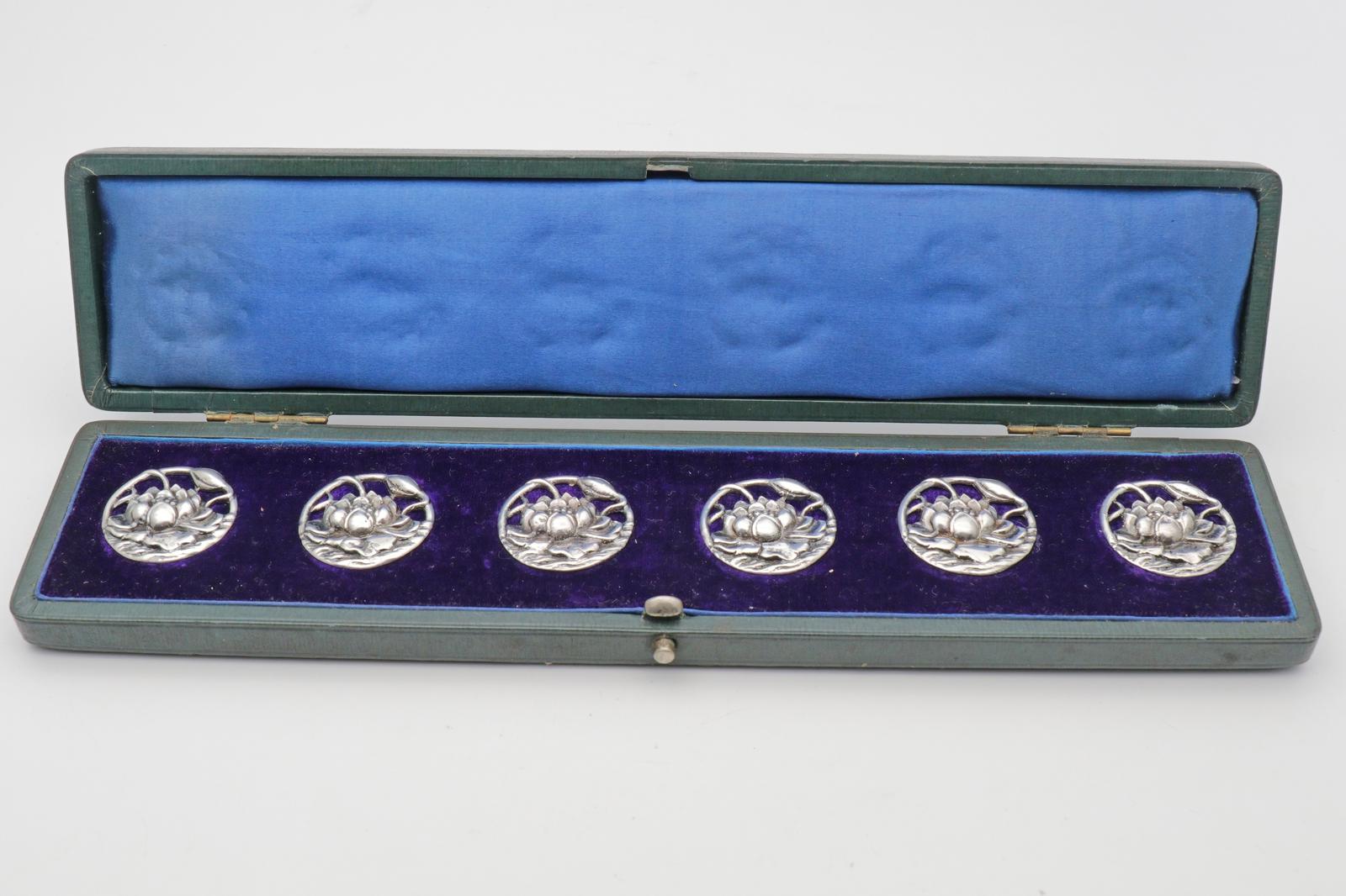 Art Nouveau Set of Edwardian Silver Floral Pierced Buttons (1 of 4)