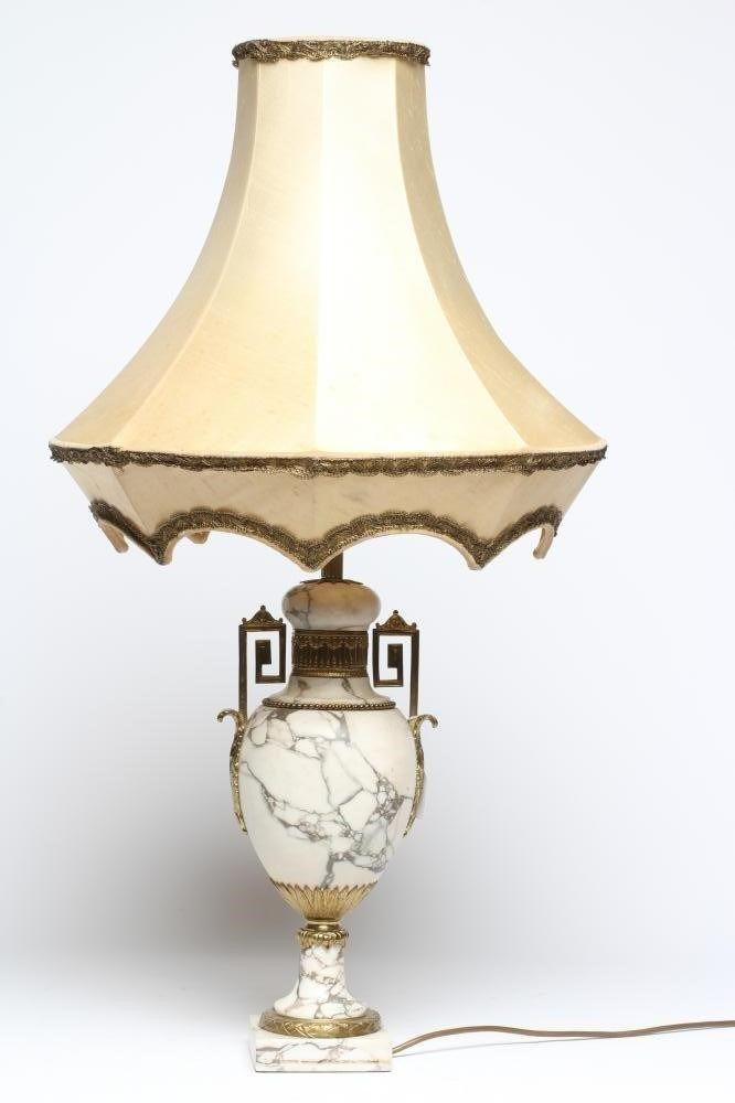 Antique White Marble & Ormolu Large Table Lamp (1 of 10)