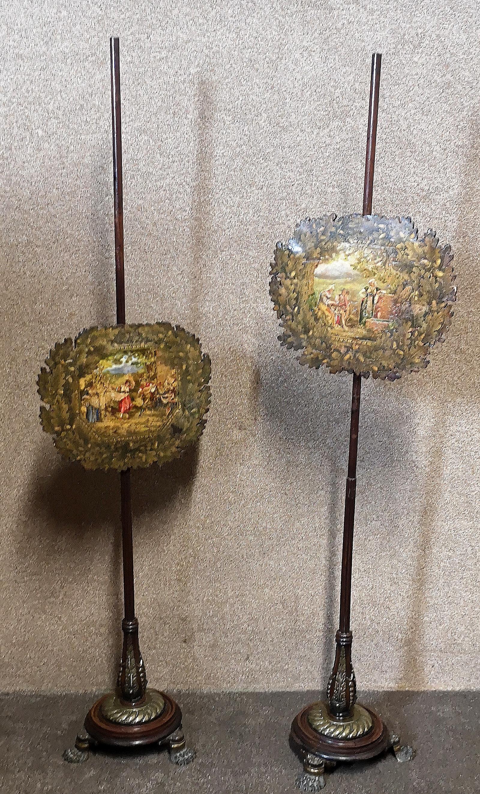 Pair of Early 19th Century Mahogany & Brass Mounted Pole Screens (1 of 12)