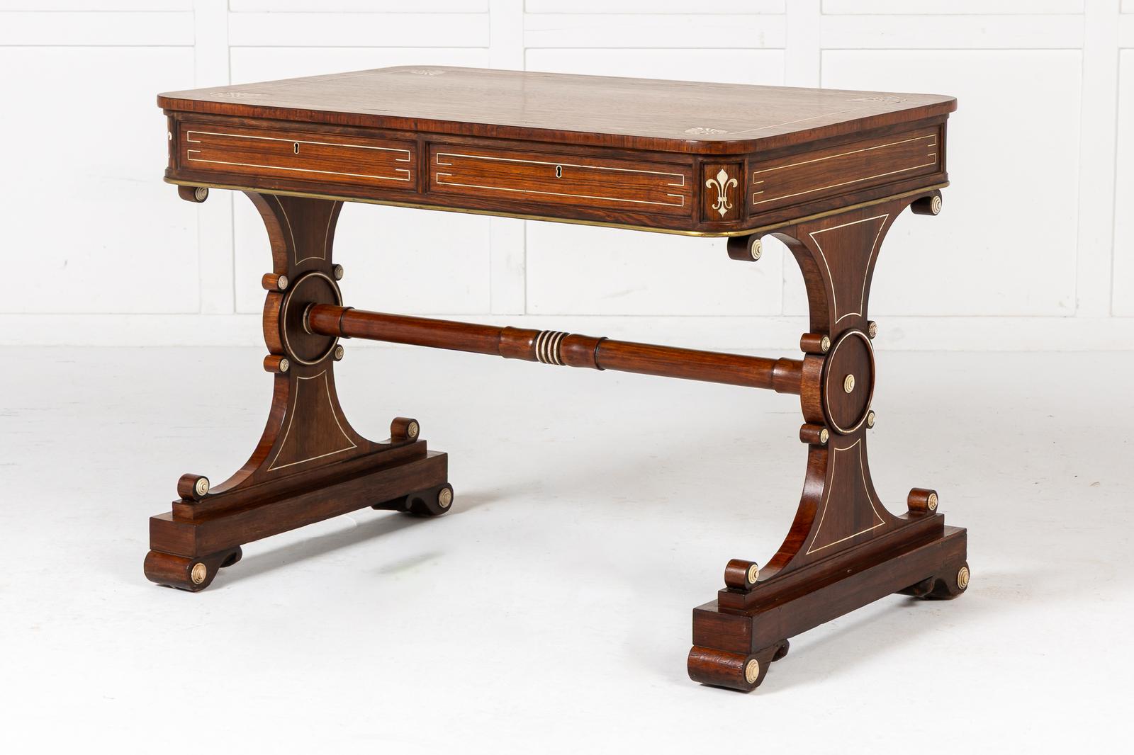 19th Century English Regency Rosewood Library Table (1 of 1)