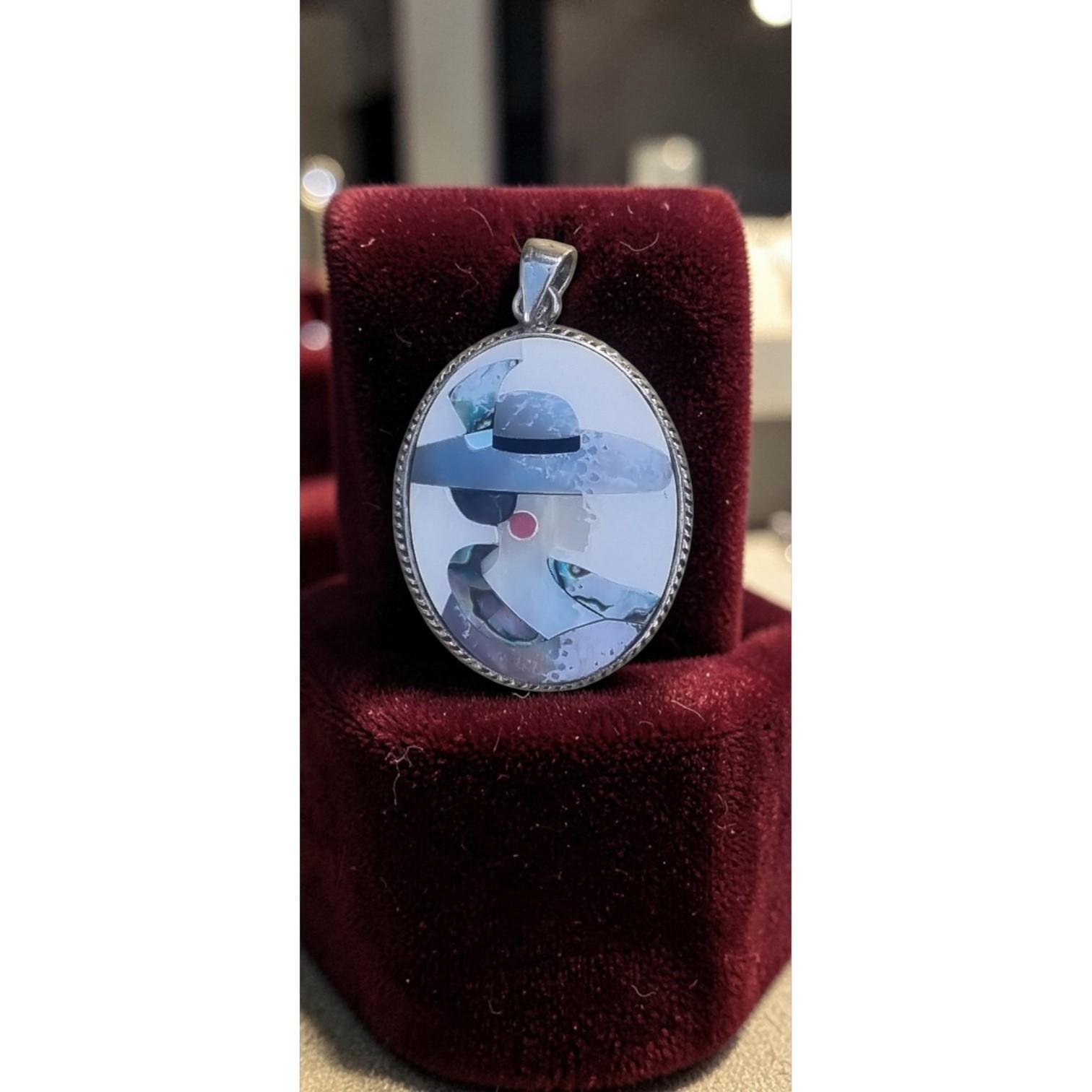 Large Vintage 925 Sterling Silver Modernist Pop Art Pendant Abalone Shell Inlay (1 of 5) Large Vintage 925 Sterling Silver Modernist Pop Art Pendant Abalone Shell Inlay (1 of 5)