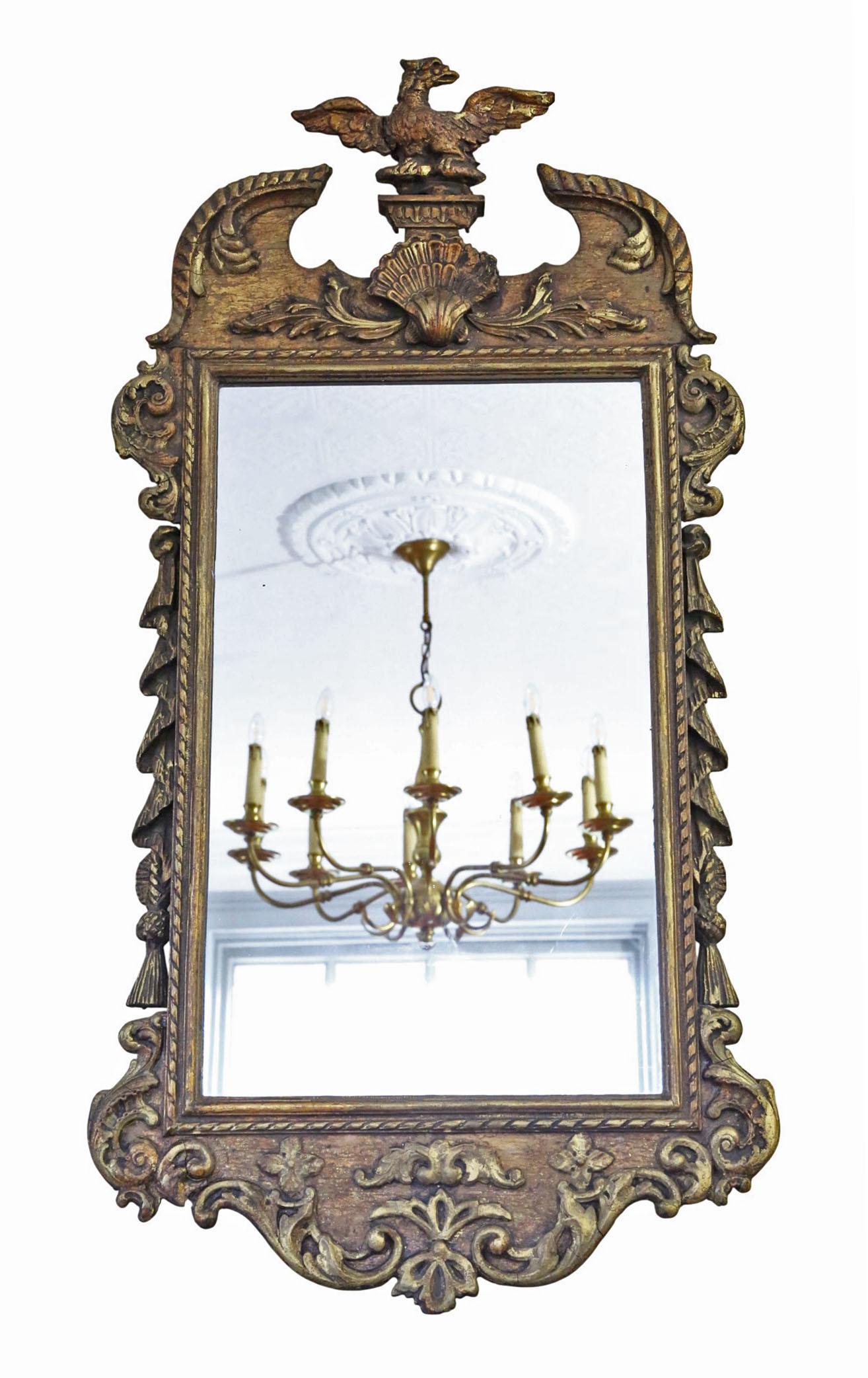 Antique 19th Century Decorative Gilt Overmantle Wall Mirror (1 of 8)