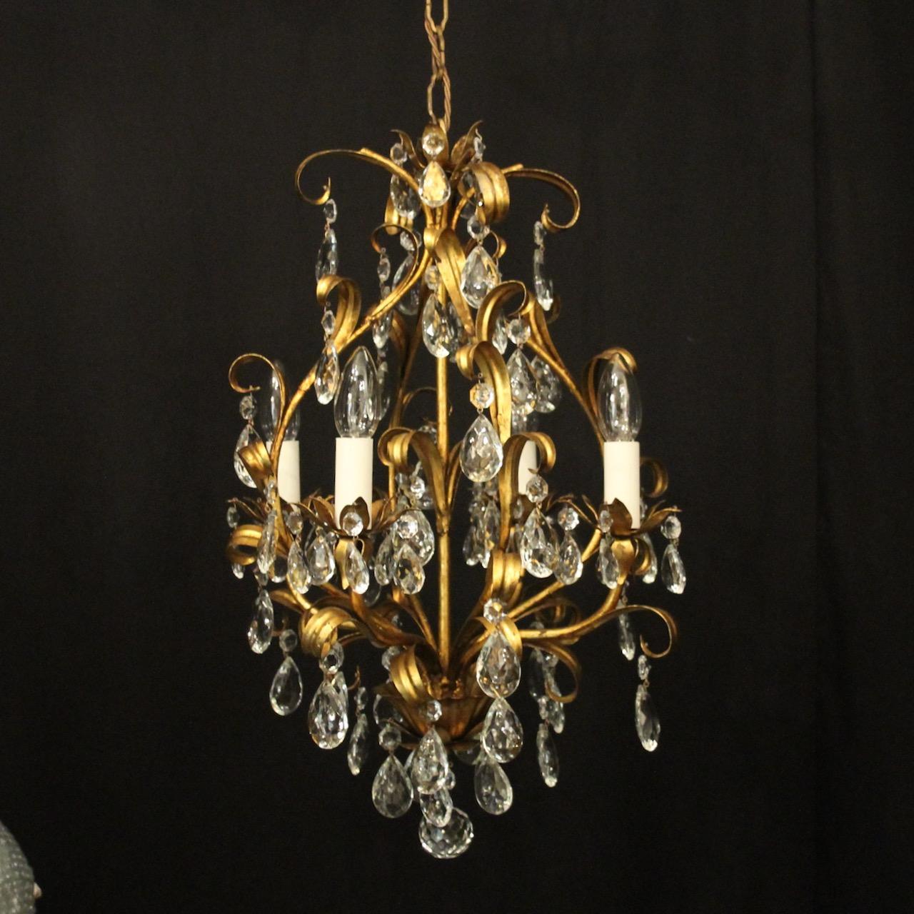 French Gilded 4 Light Leaf Chandelier (1 of 10) French Gilded 4 Light Leaf Chandelier (1 of 10)