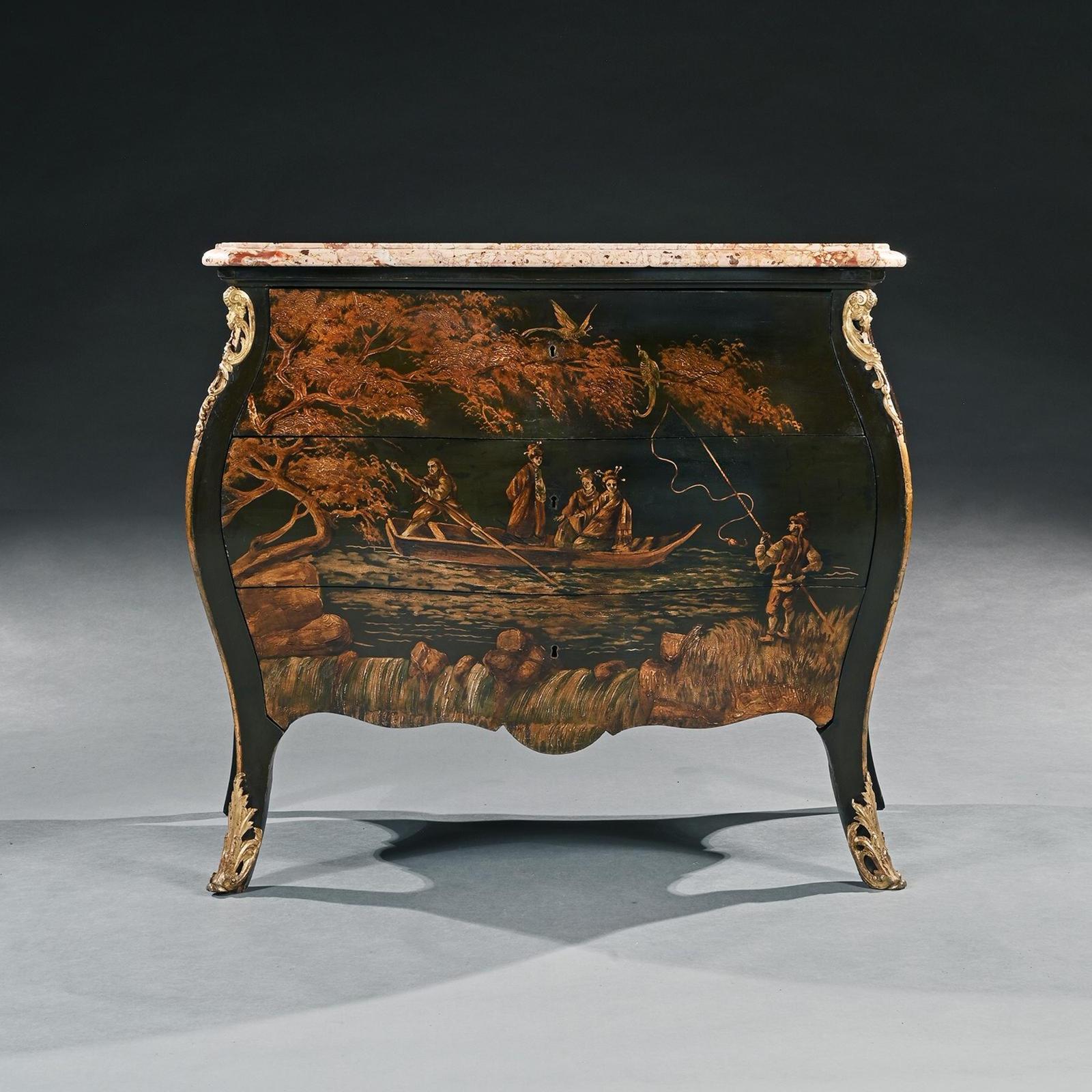 19th Century Decorative Chinoiserie French Marble Topped Bombe Commode (1 of 8) 19th Century Decorative Chinoiserie French Marble Topped Bombe Commode (1 of 8)