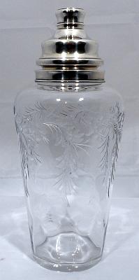 A Large Glass & Solid Silver Cocktail Shaker by T.g.hawkes, Conning New York (1 of 11)