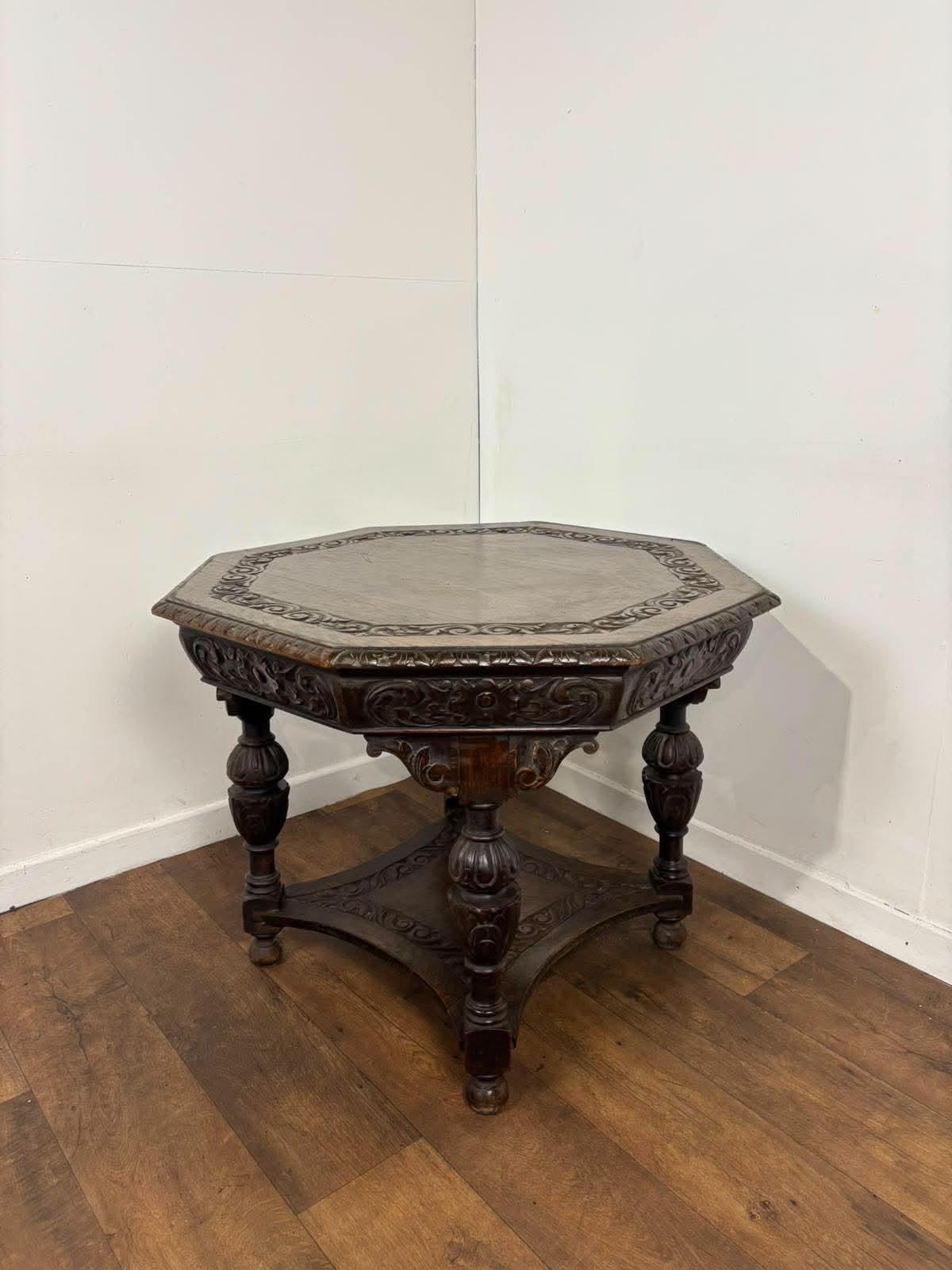 Early Victorian Heavily Carved Oak Octagonal Centre Table (1 of 14) Early Victorian Heavily Carved Oak Octagonal Centre Table (1 of 14)