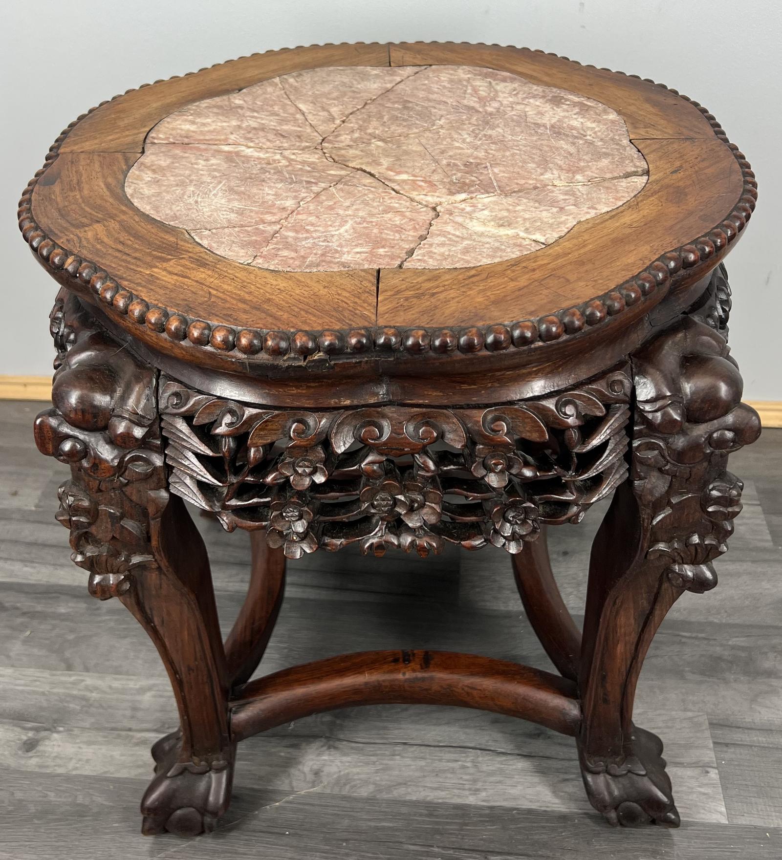 Plant Stand Vintage French Carved Mahogany Table with Marble Top LOT 3898 (1 of 11) Plant Stand Vintage French Carved Mahogany Table with Marble Top LOT 3898 (1 of 11)