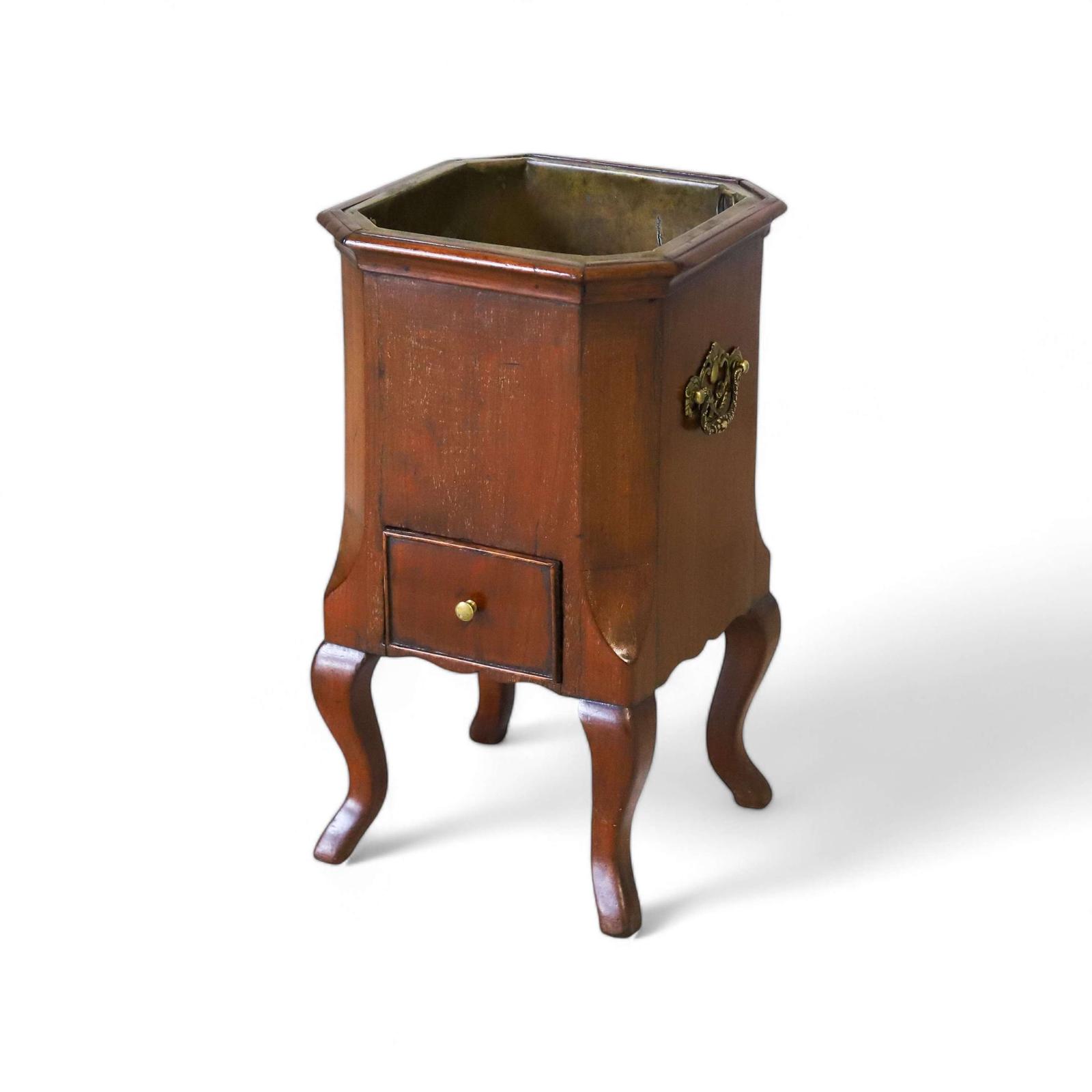 Georgian Era Dutch Walnut Wine Cooler Green Marble Top & Single Drawer (1 of 9)