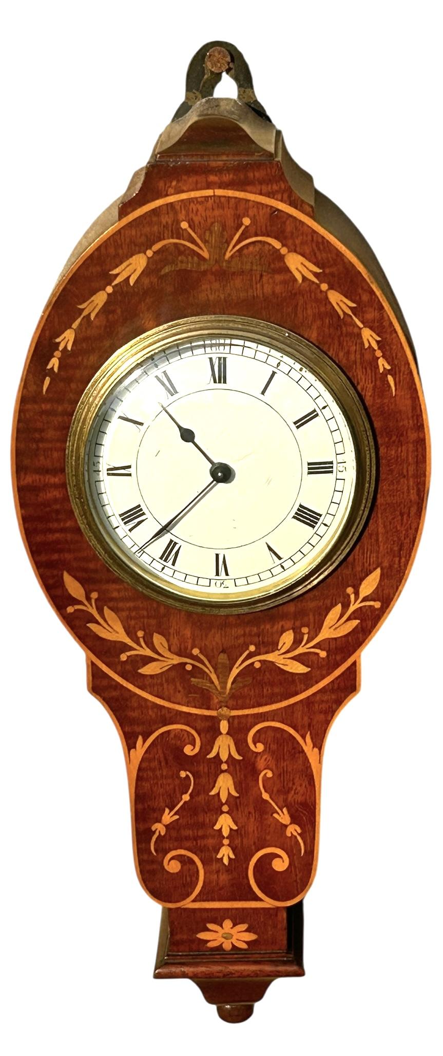 Solid Mahogany 8-day Wall Clock - Satinwood Inlay Solid Case with Platform Escapement (1 of 8) Solid Mahogany 8-day Wall Clock - Satinwood Inlay Solid Case with Platform Escapement (1 of 8)