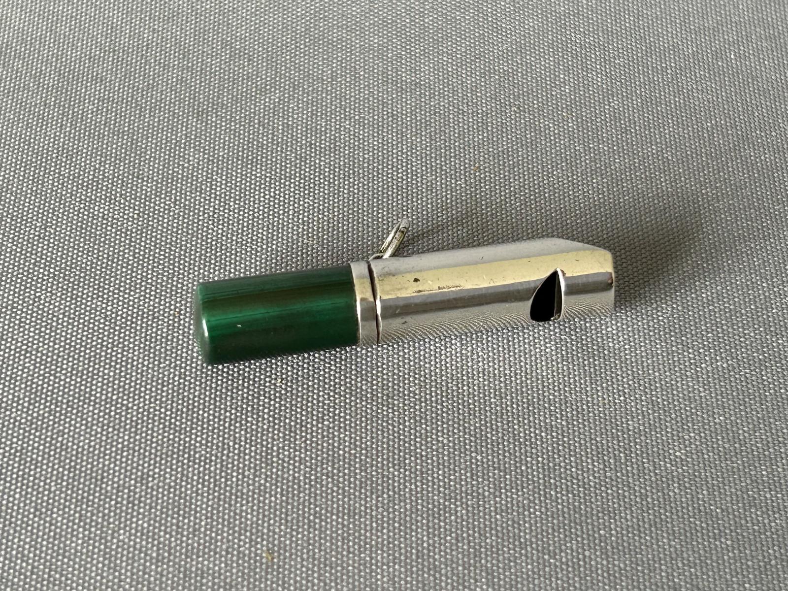Rare Victorian Silver & Malachite Whistle (1 of 4)