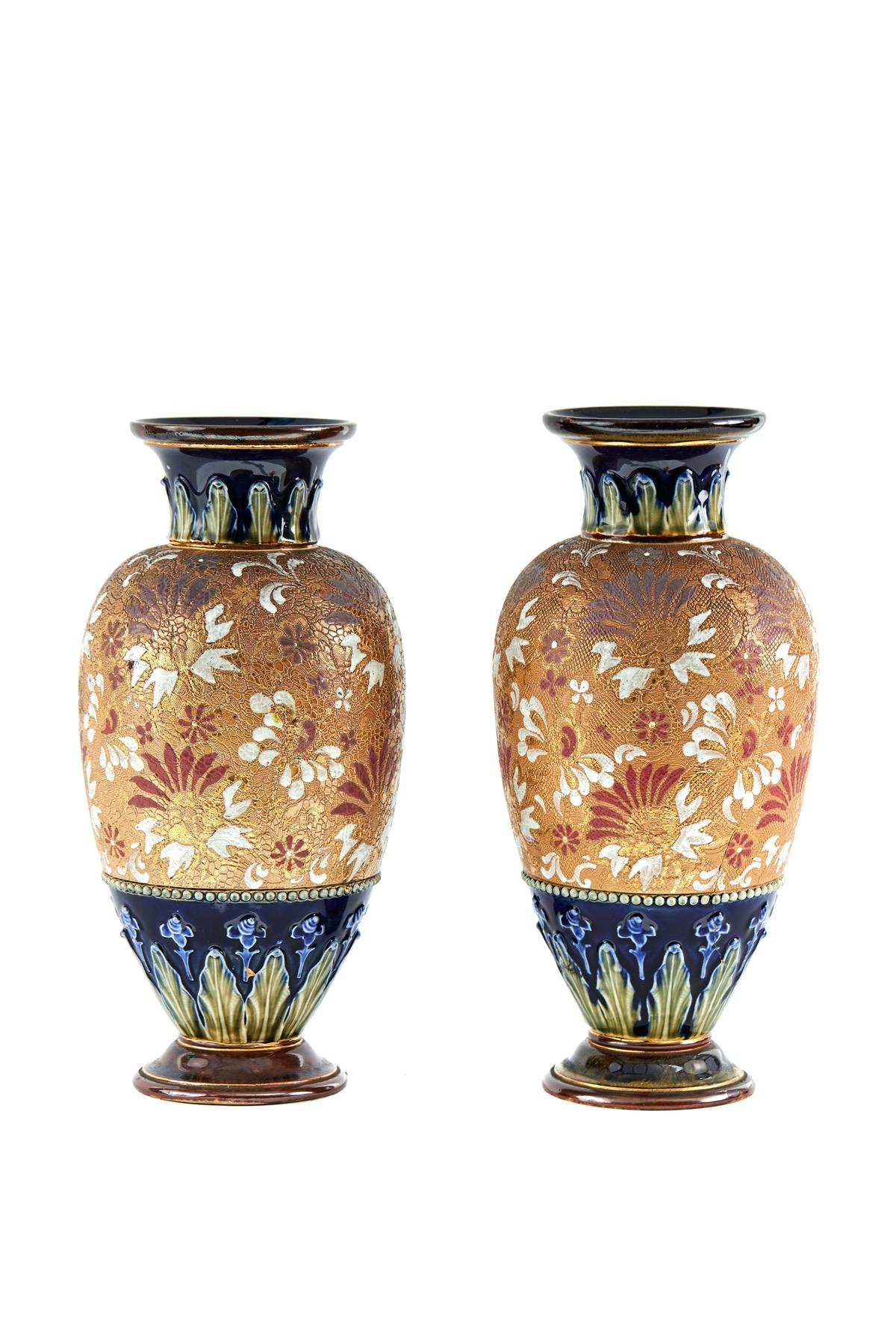 Pair Of Quality Antique Royal Doulton Vases (1 of 10)