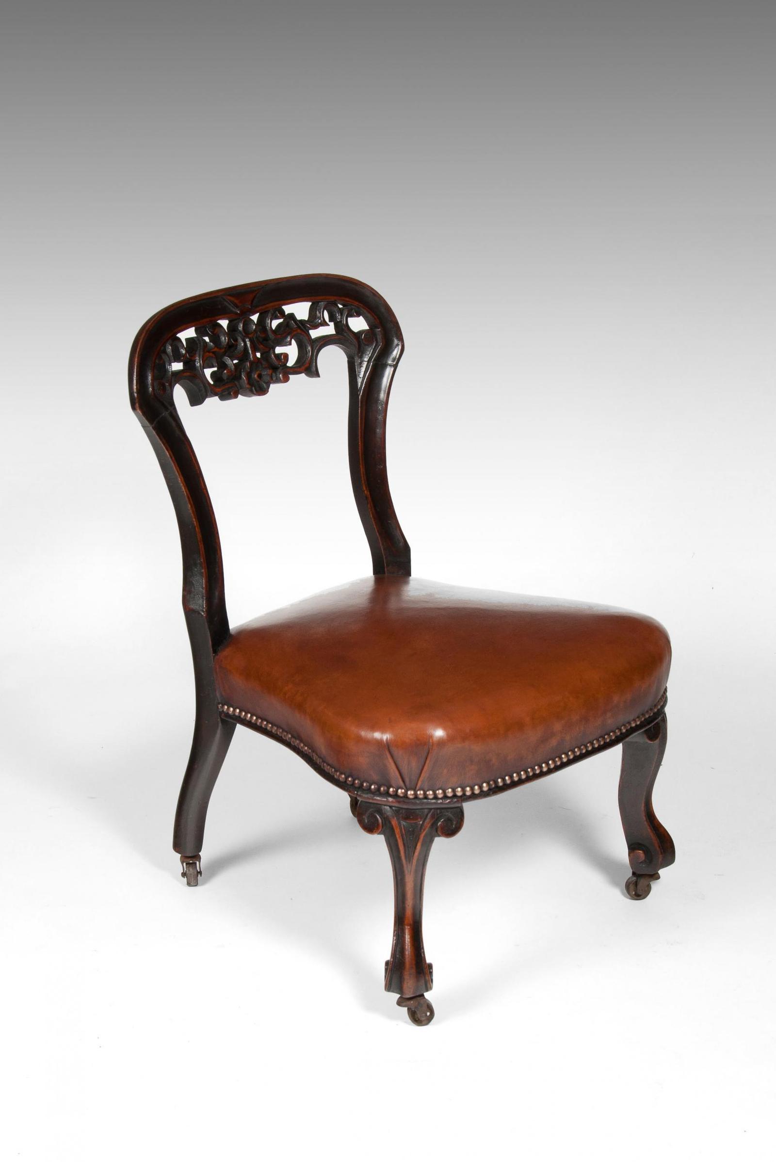 Rare Victorian Mahogany Leather Upholstered Childs Chair (1 of 8)