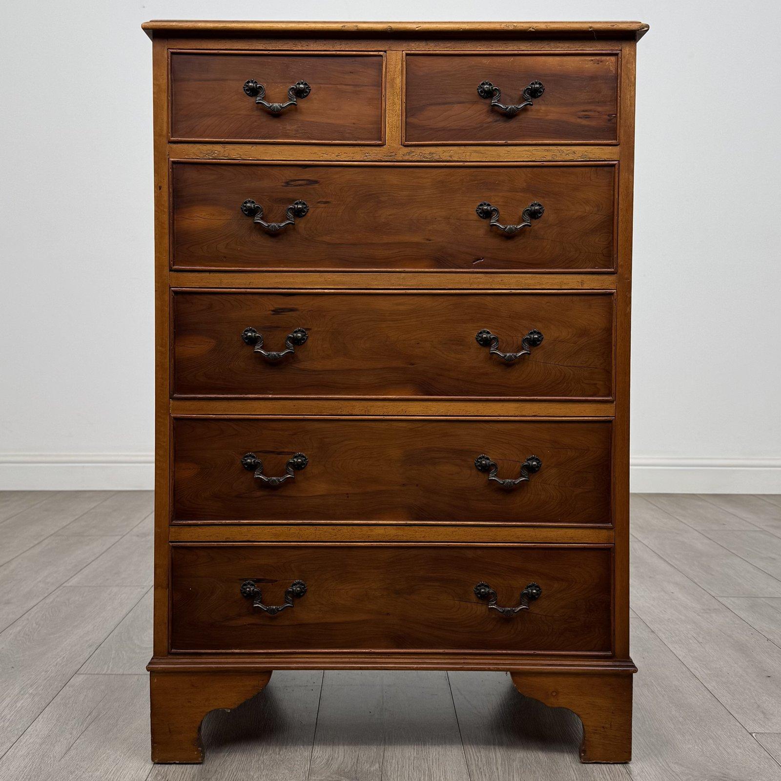 Vintage Small Yew Wood Chest of Drawers | Two Over Four & Bracket Feet | AF-6709 (1 of 11) Vintage Small Yew Wood Chest of Drawers | Two Over Four & Bracket Feet | AF-6709 (1 of 11)