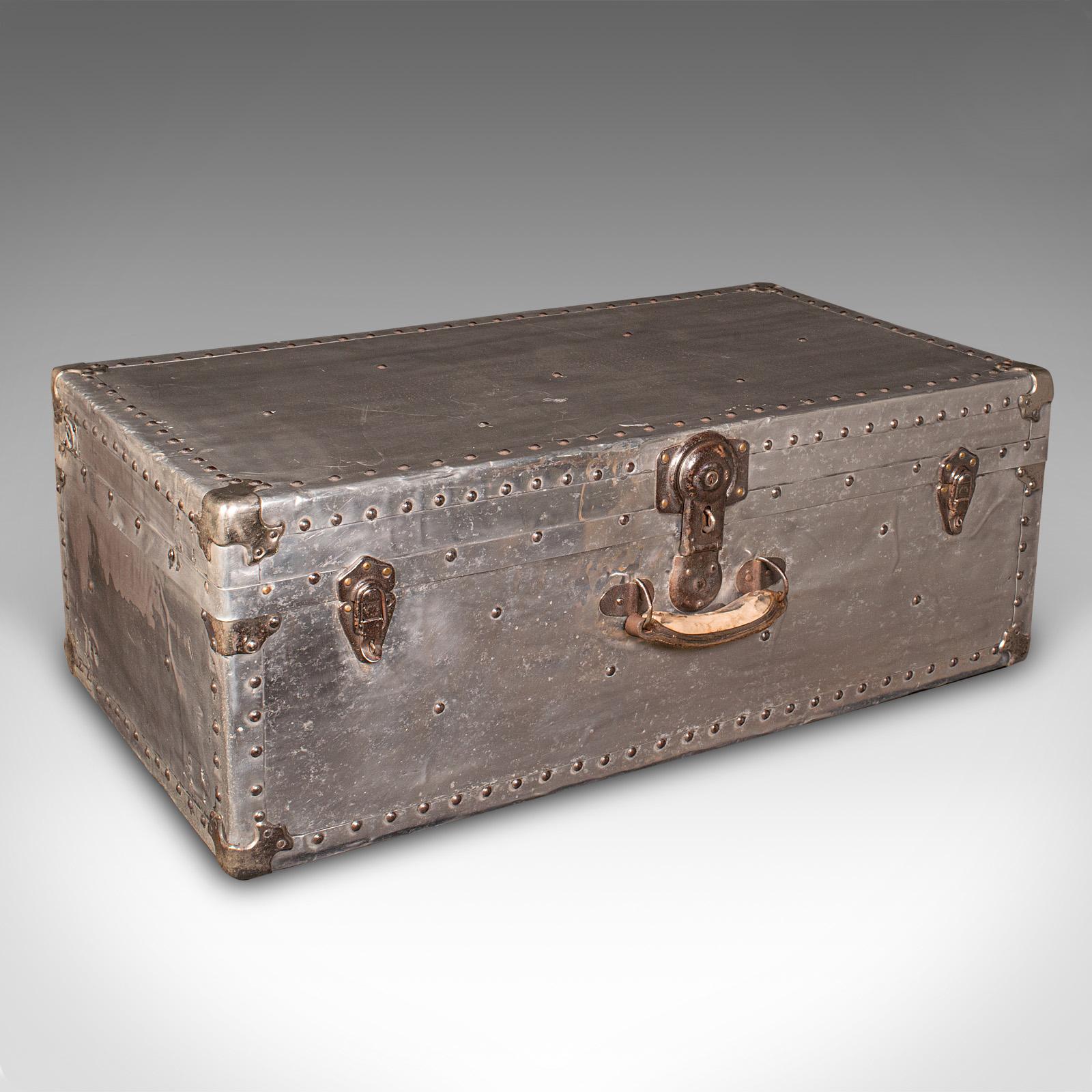 Large Antique Shipping Chest, Continental, Aluminium, Trunk - Edwardian c.1910 (1 of 11)