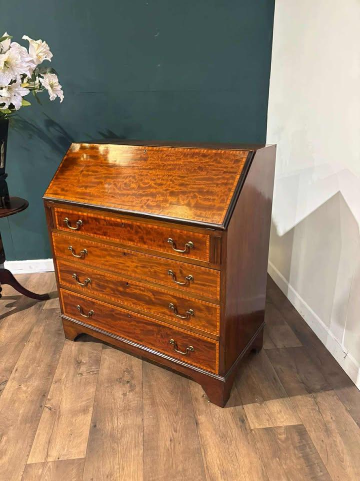 Edwardian Mahogany Satinwood Cross Banded Bureau (1 of 17) Edwardian Mahogany Satinwood Cross Banded Bureau (1 of 17)