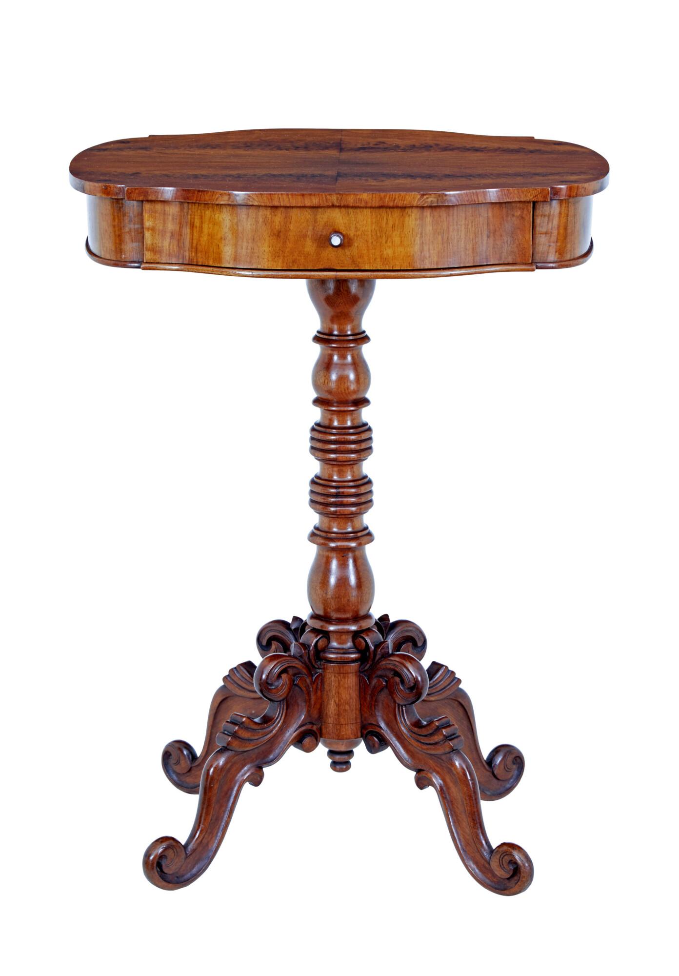 19th Century Carved Flame Mahogany Side Table (1 of 6) 19th Century Carved Flame Mahogany Side Table (1 of 6)