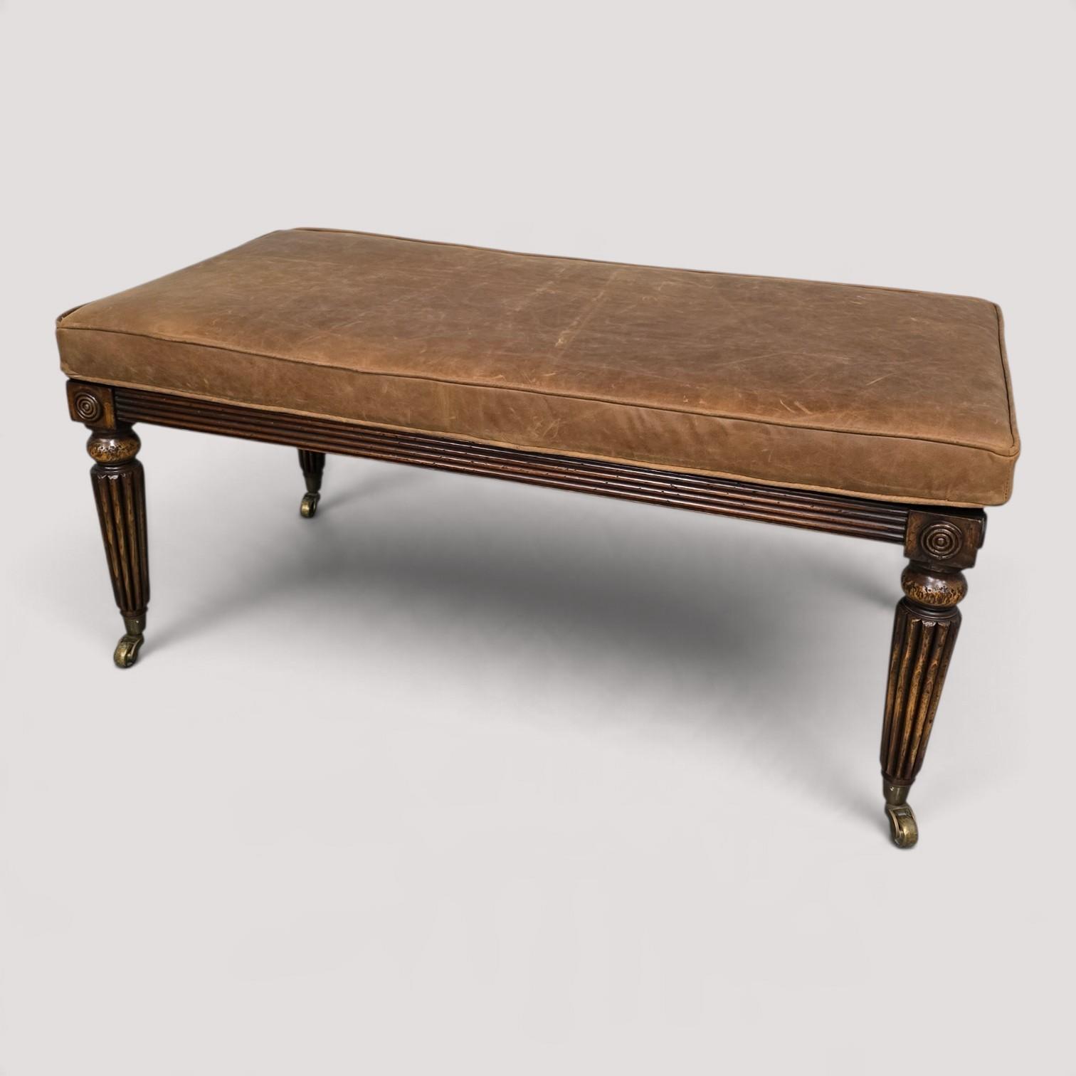 Regency Bergere and Leather Stool (1 of 8) Regency Bergere and Leather Stool (1 of 8)