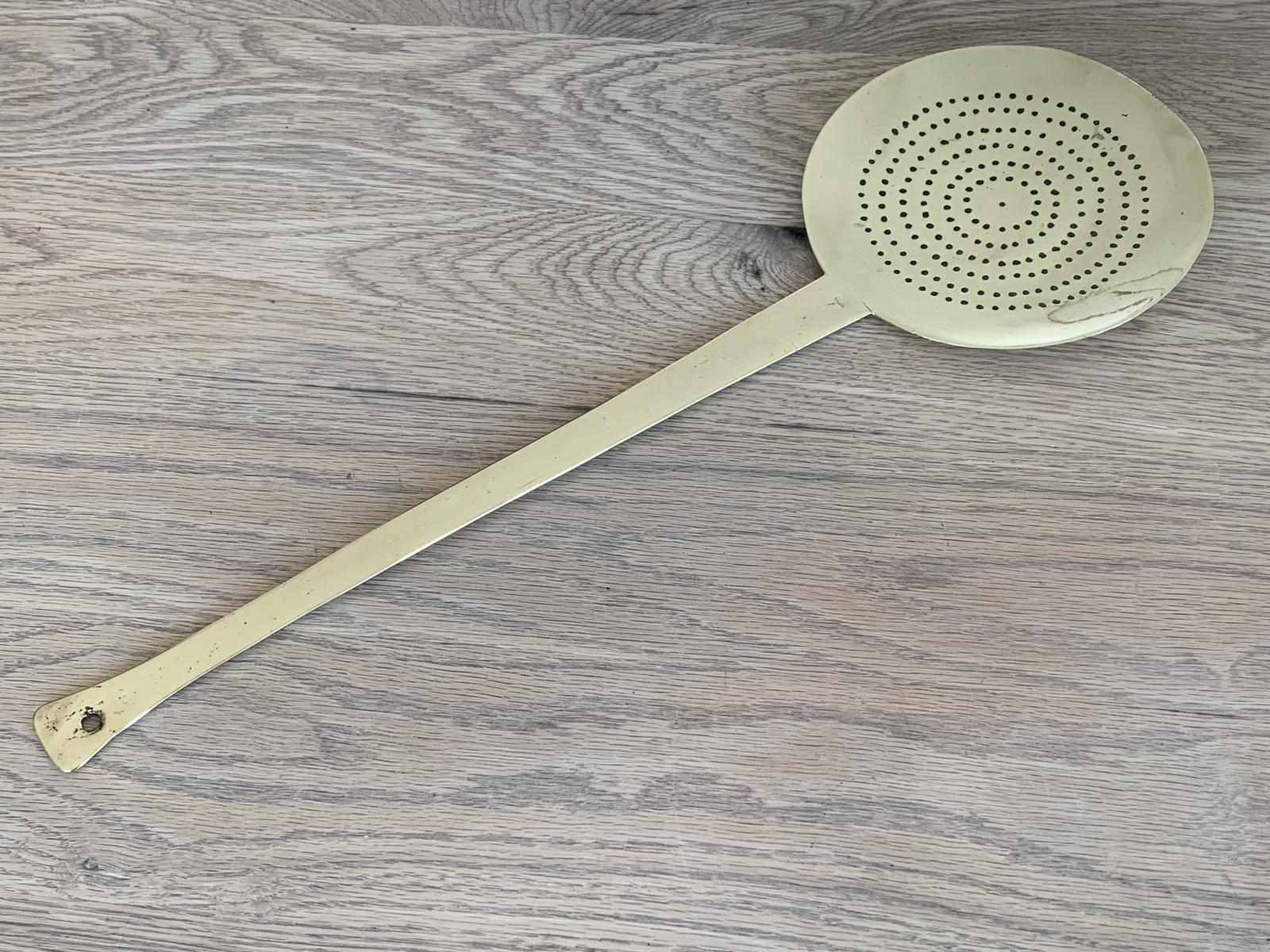 Late 17th Century English Cast Brass, Pierced Skimmer with Fishtail End c.1680 (1 of 4)