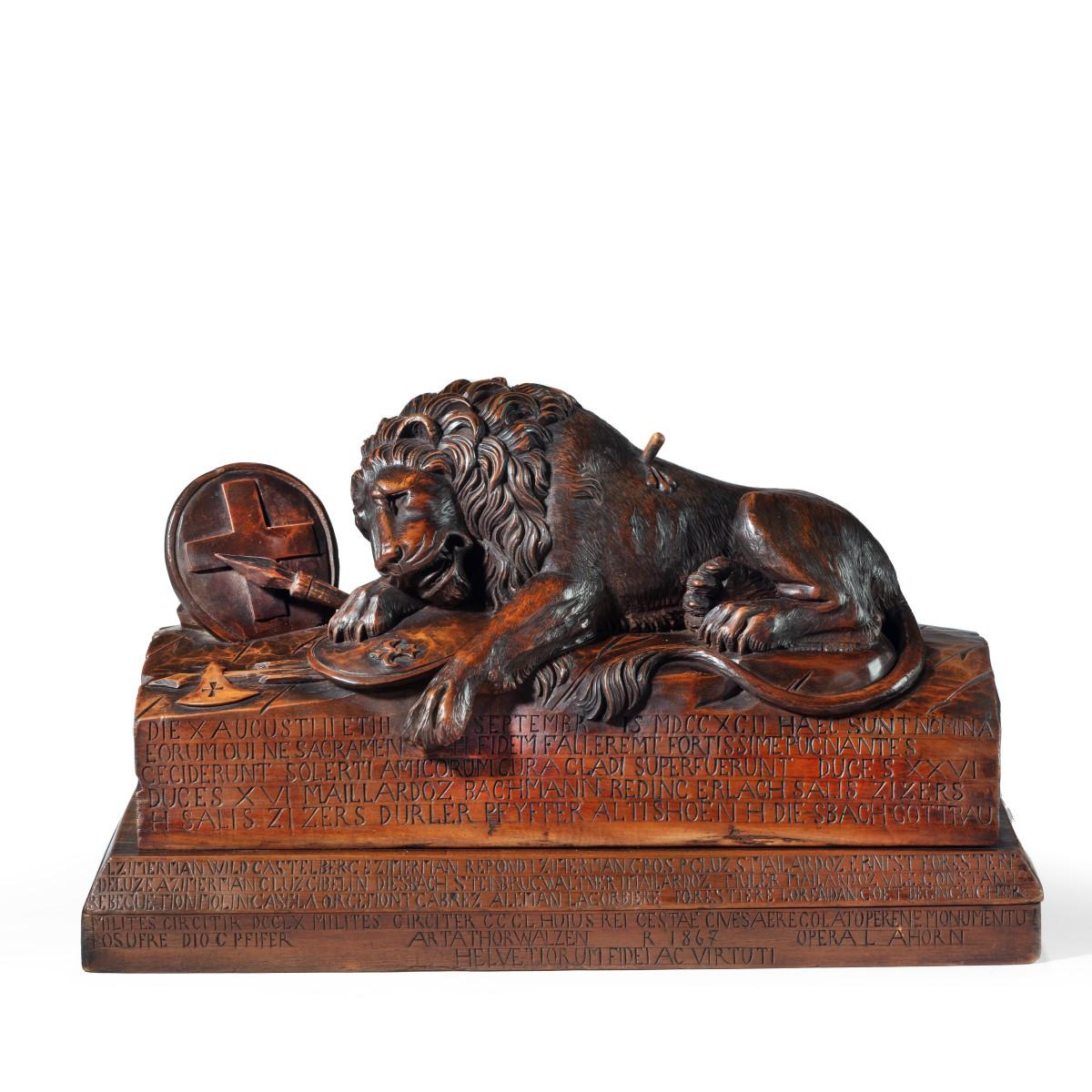 Large Black Forest Model of the Lion of Lucerne Dated 1867 - After Bertel Thorvaldsen (1 of 7)