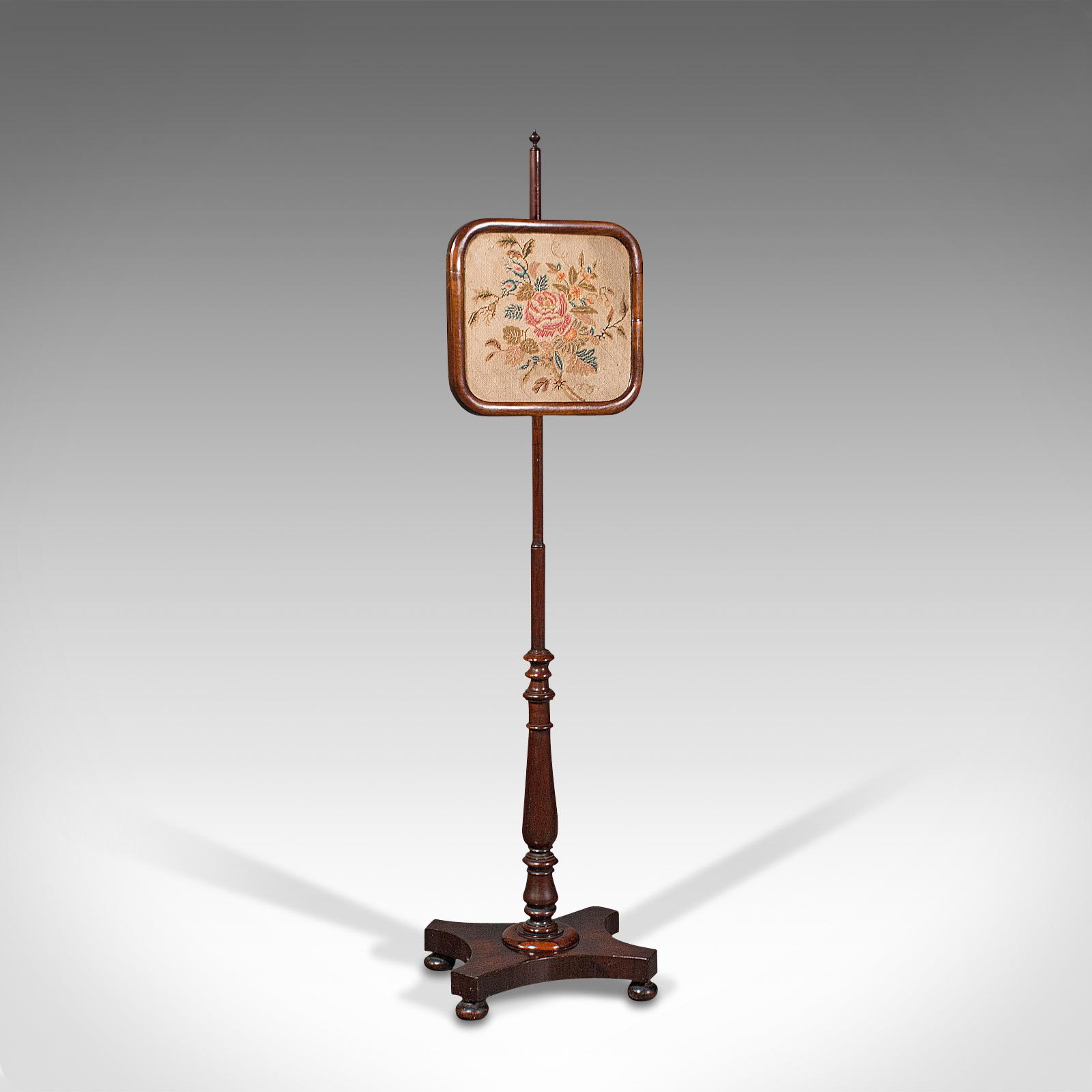 Antique Adjustable Pole Screen, English, Needlepoint, Fire Shield, Regency c.1820 (1 of 10)
