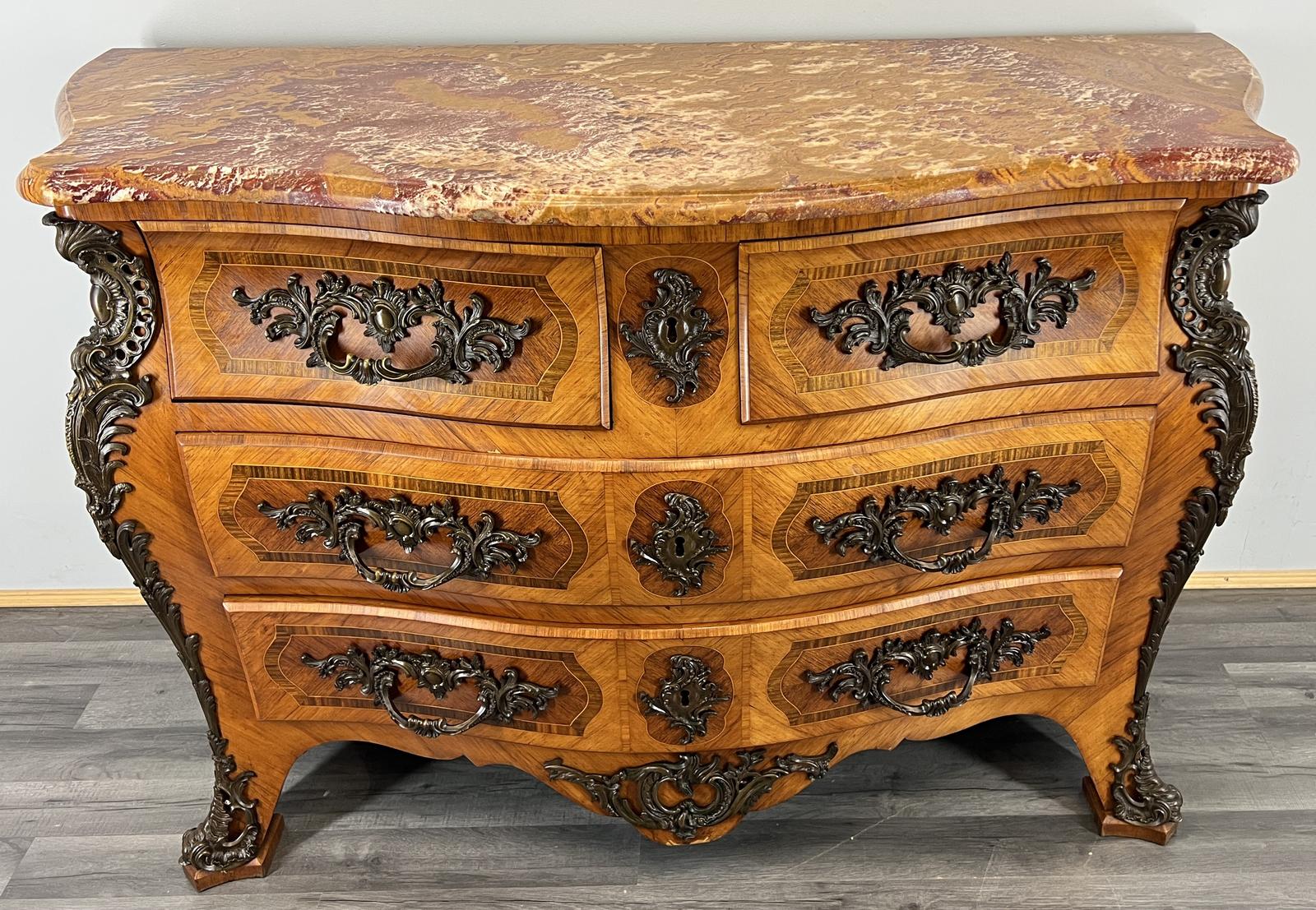 Chest of Drawers Antique French Marble Top Burr Commode (1 of 19)
