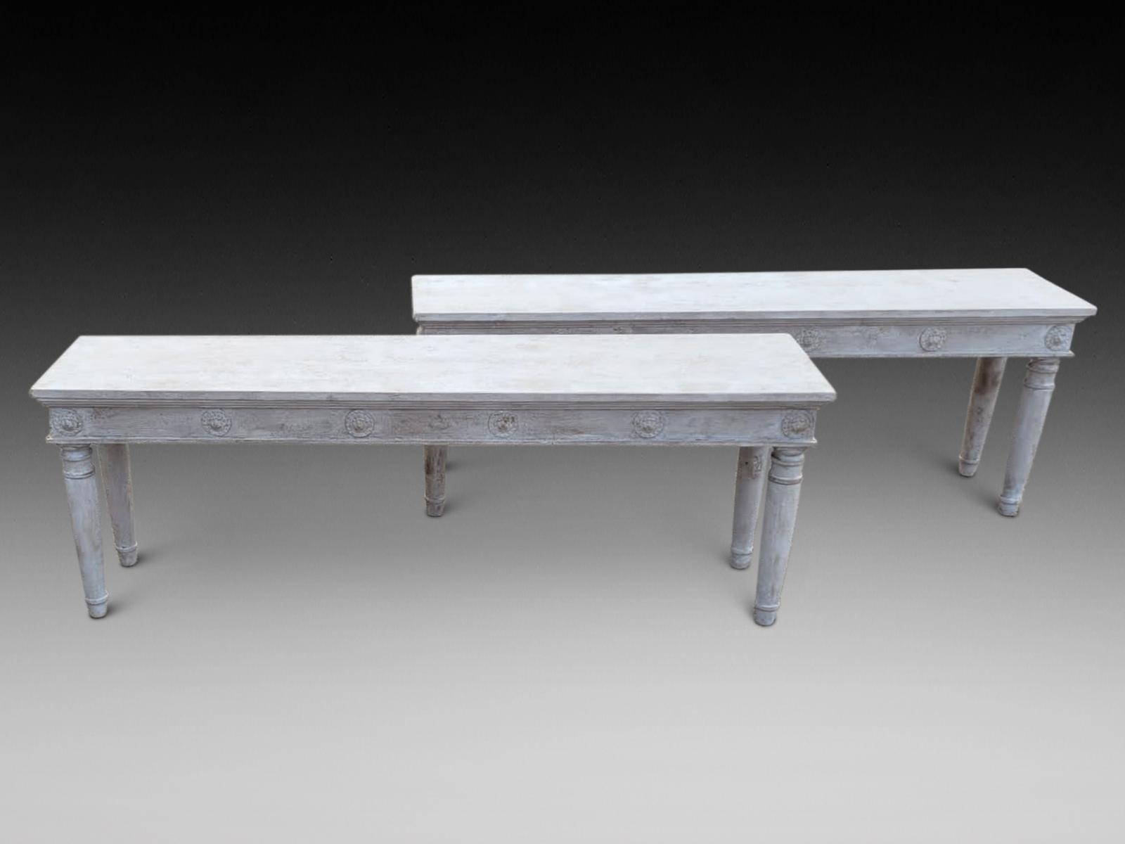 Pair of Grecian Style Distressed Painted Window Seats (1 of 4) Pair of Grecian Style Distressed Painted Window Seats (1 of 4)