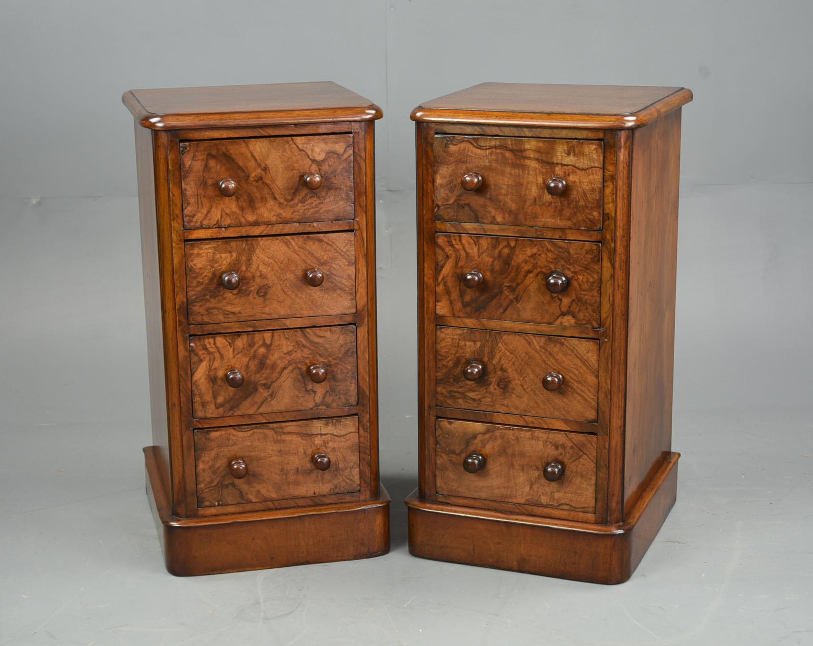 Pair of Victorian Burr Walnut Bedside Chests of Drawers (1 of 1)