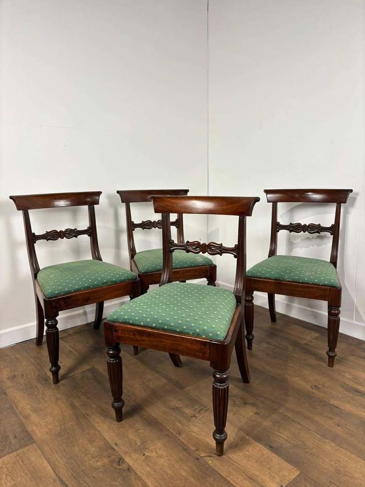 Victorian Set of Four Mahogany Slat Back Dining Chairs (1 of 15)