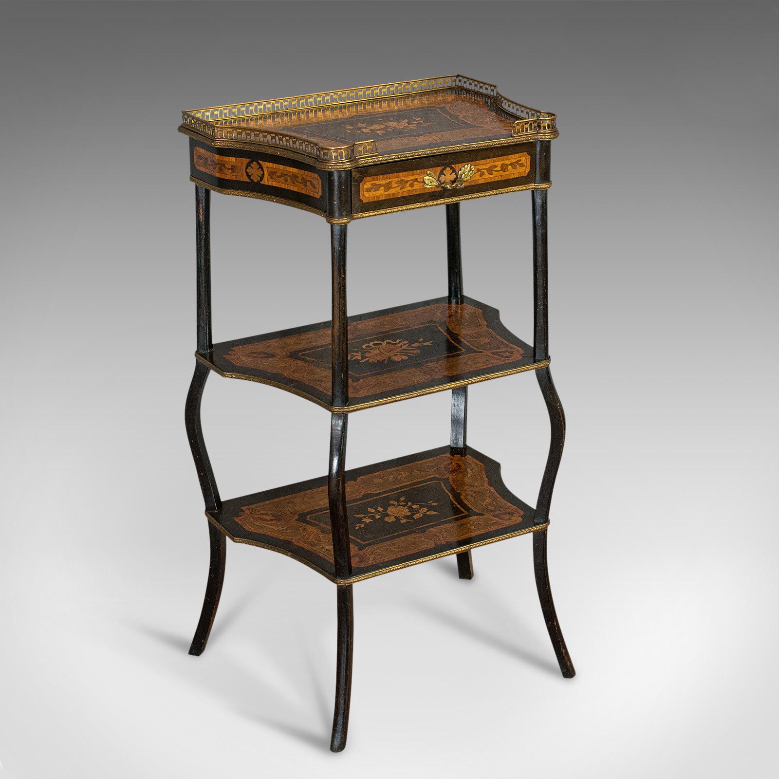 Antique Etagere, Italian, Mahogany, Boxwood, 3 Tier Whatnot, Victorian c.1900 (1 of 12) Antique Etagere, Italian, Mahogany, Boxwood, 3 Tier Whatnot, Victorian c.1900 (1 of 12)