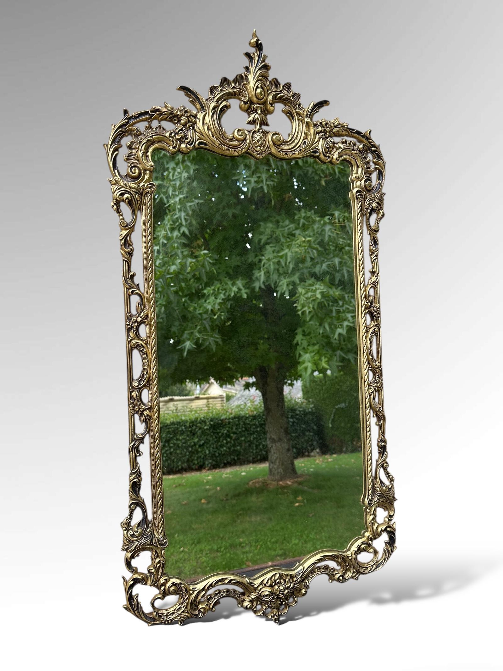 Vintage French Louis XV Scrolling Gilt Bronze Wall Mirror (1 of 14)