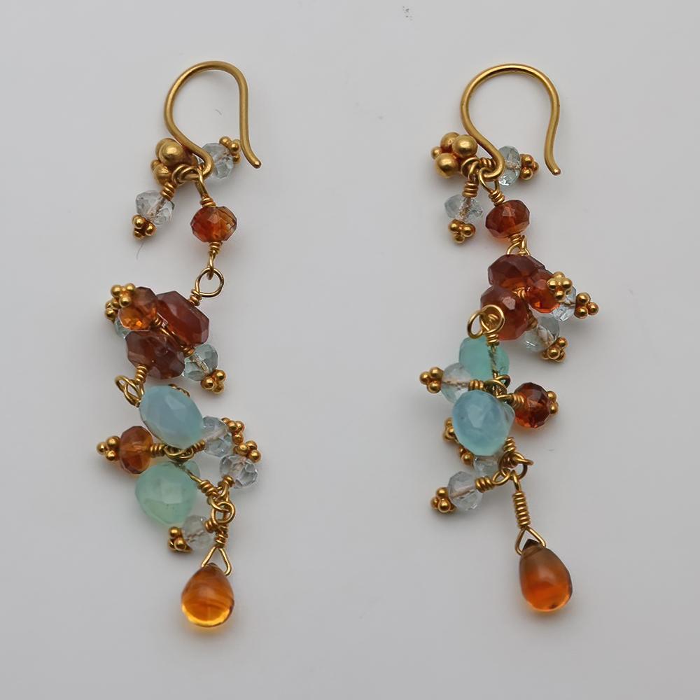 22ct Gold Multi-gem Drop Earrings (1 of 2)