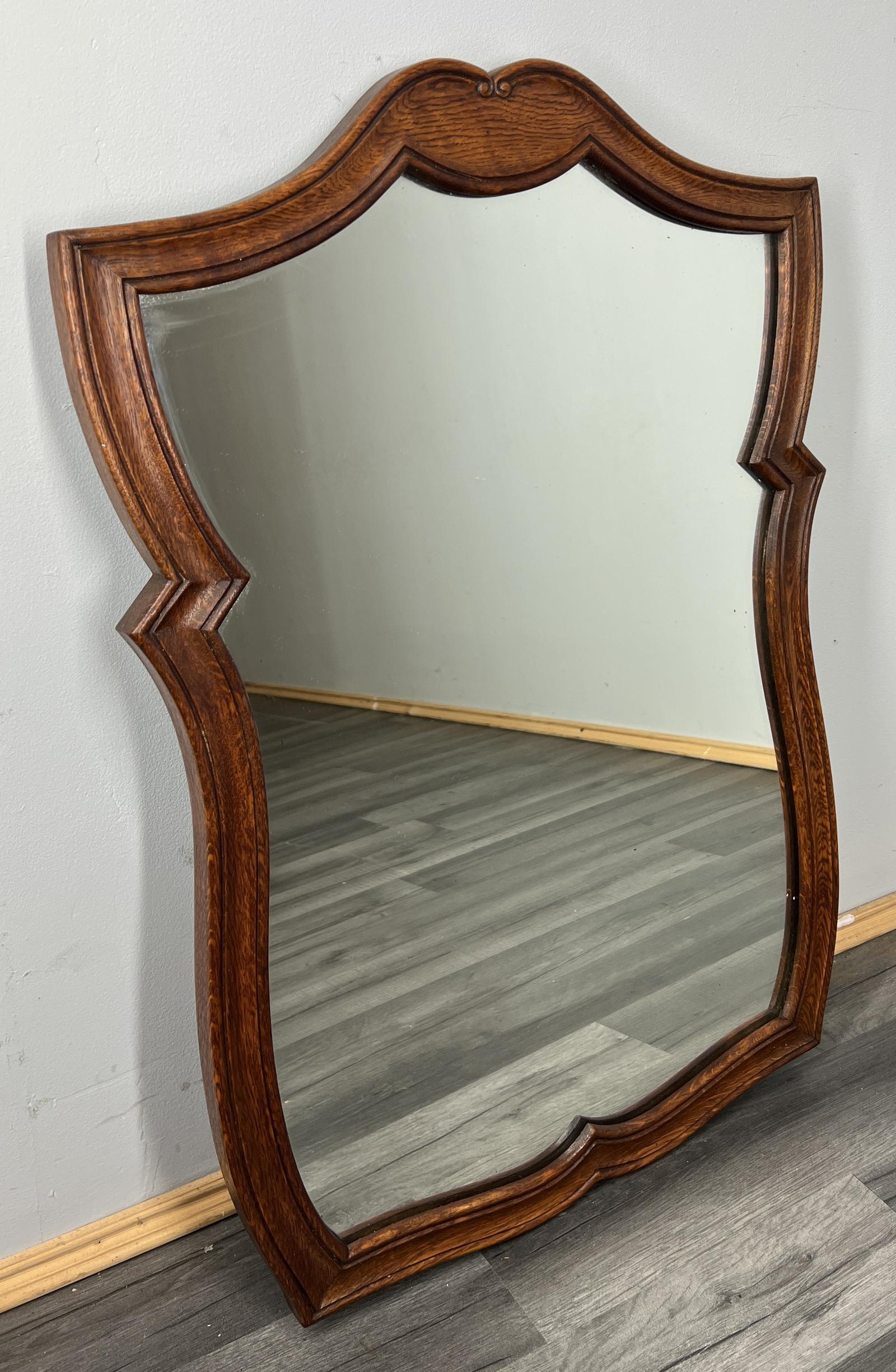 Vintage French Style Carved Oak Wall Mirror Ornate Wall Frame (1 of 7)