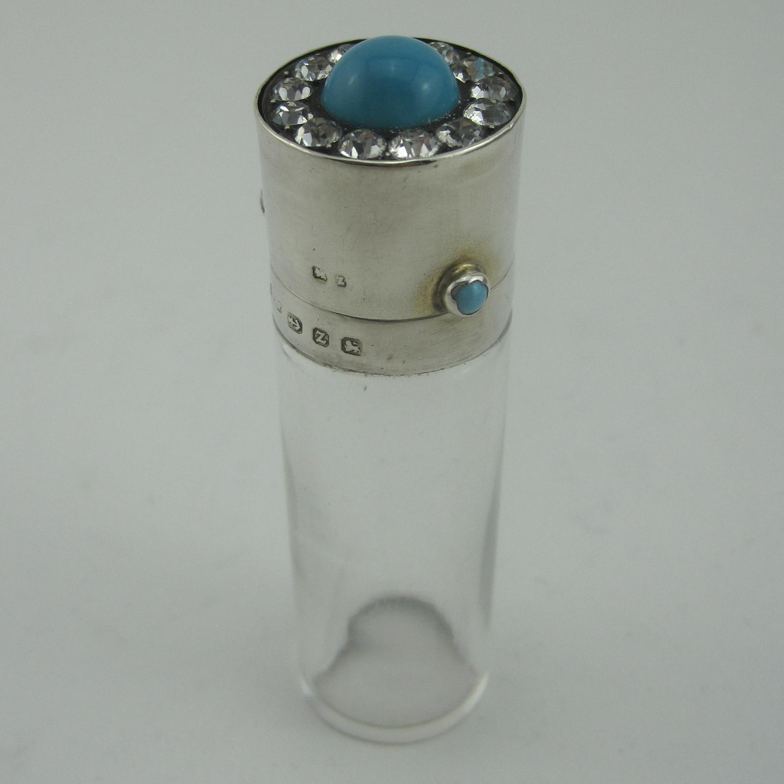 Silver Topped Perfume Bottle with a Circle of Paste Diamonds (1 of 6)