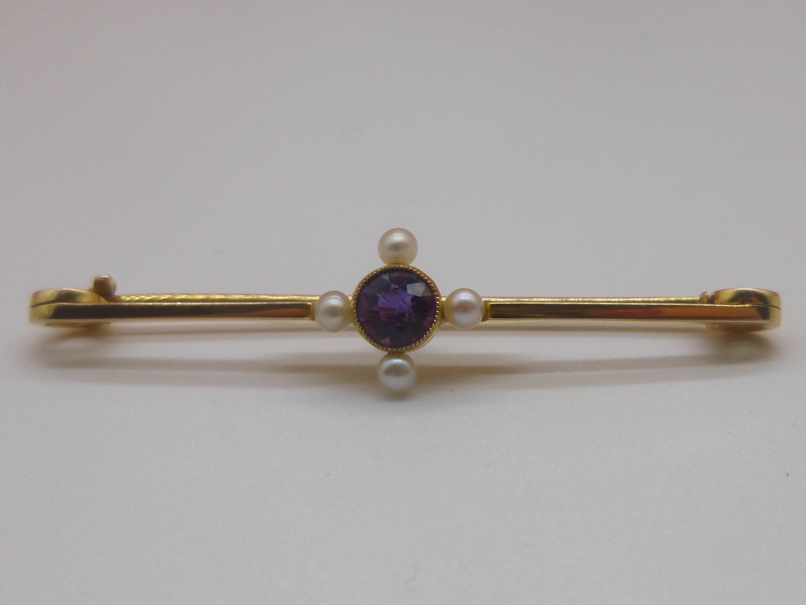 Edwardian Amethyst & Pearl Brooch (1 of 6)