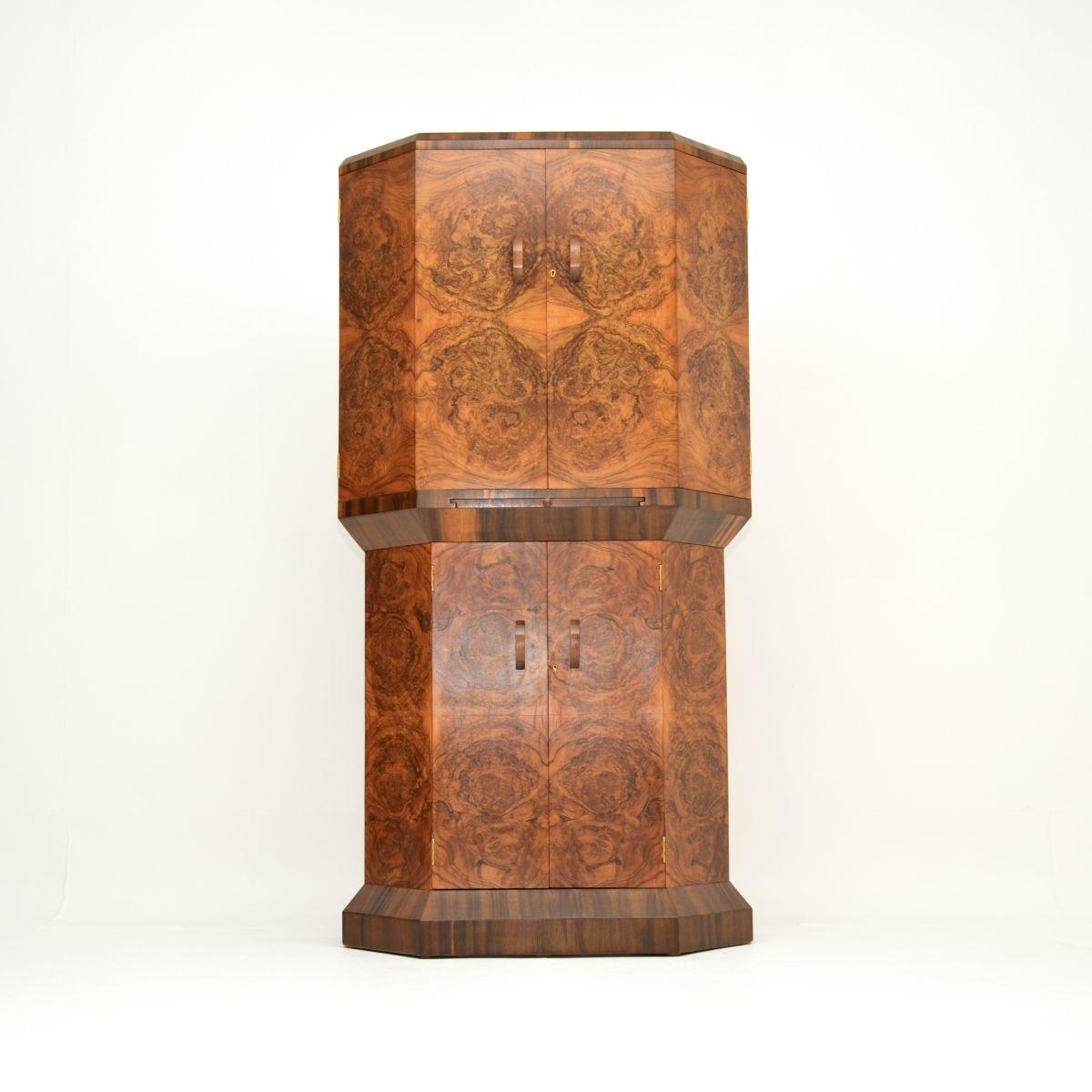 Art Deco Burr Walnut Cocktail Drinks Cabinet (1 of 11)