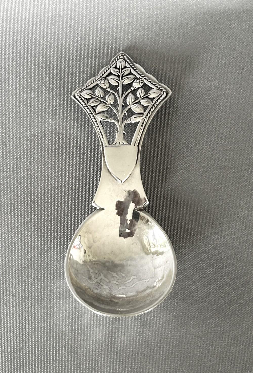Rare Arts & Crafts 'tree of Life' Silver Caddy Spoon (1 of 6) Rare Arts & Crafts 'tree of Life' Silver Caddy Spoon (1 of 6)