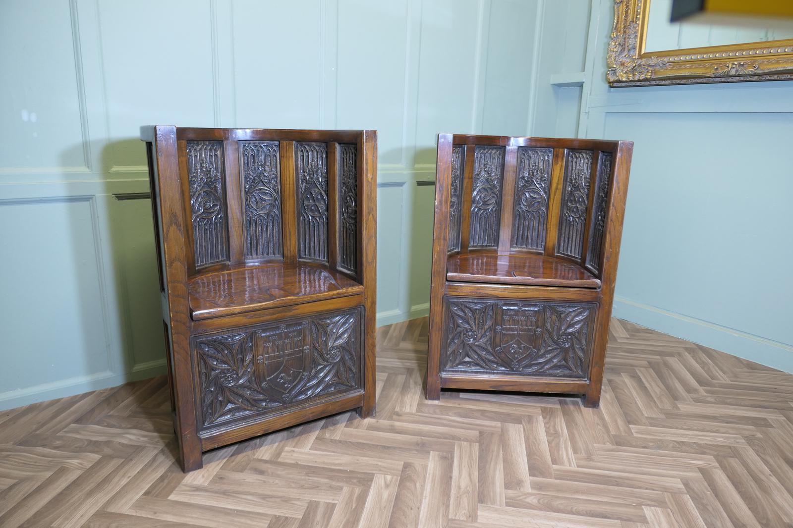 Arts & Crafts Carved Barrel Back Hall or Library Chairs (1 of 12) Arts & Crafts Carved Barrel Back Hall or Library Chairs (1 of 12)