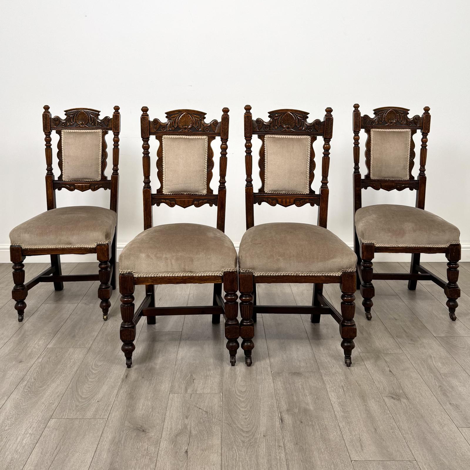 Antique 19th Century Victorian Set of 4 Dining Chairs in Oak (1 of 7) Antique 19th Century Victorian Set of 4 Dining Chairs in Oak (1 of 7)
