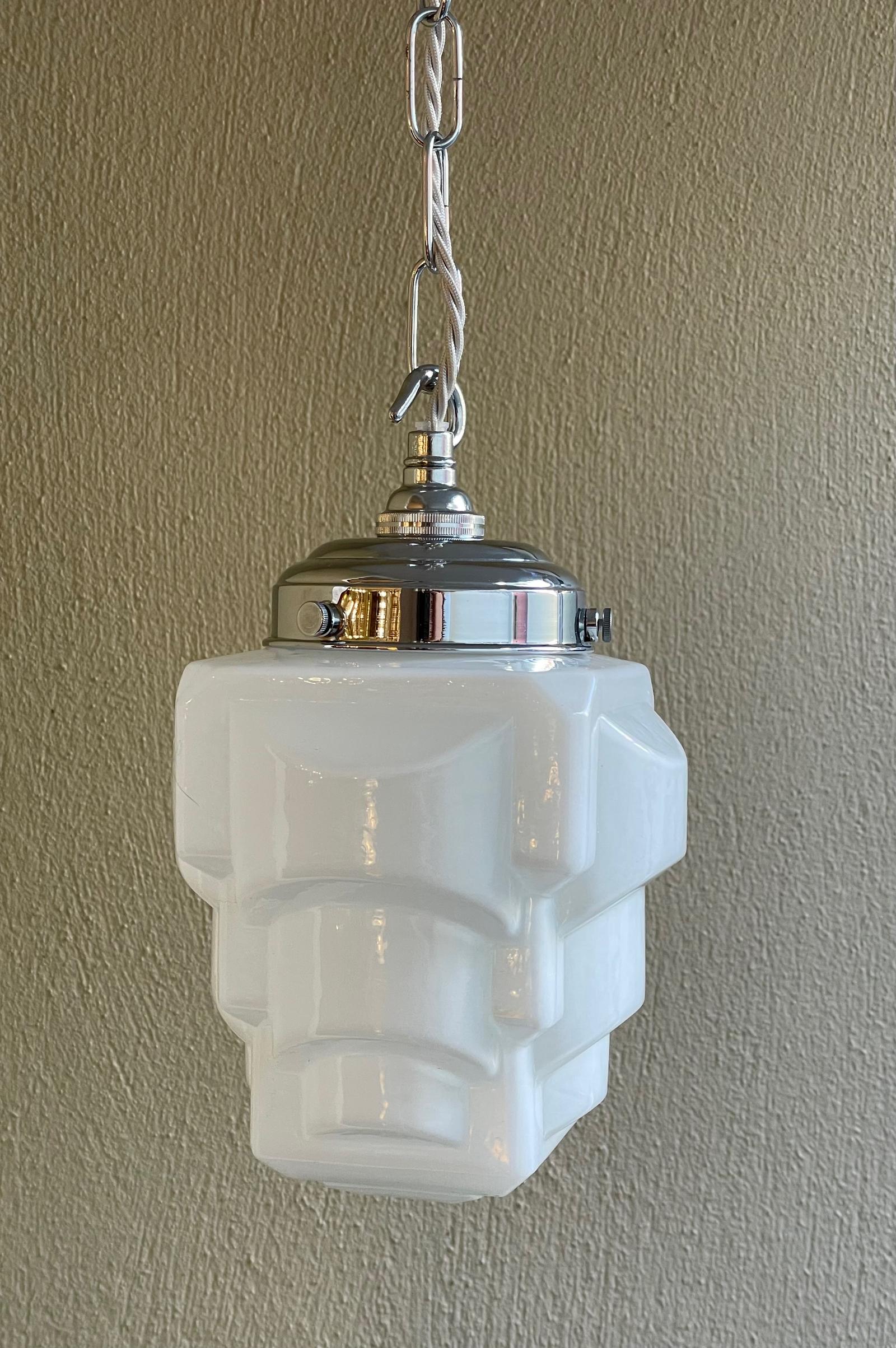 1930s Skyscraper Opaline Pendant (1 of 3) 1930s Skyscraper Opaline Pendant (1 of 3)