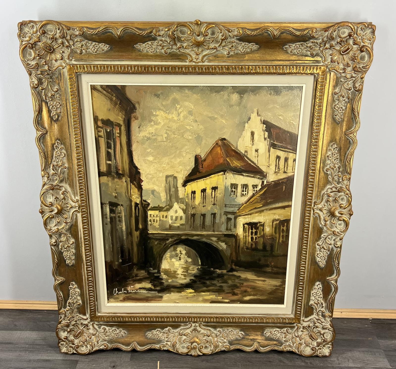 Vintage Signed Oil Painting French Cityscape Gilt Frame (LOT 3872) (1 of 10) Vintage Signed Oil Painting French Cityscape Gilt Frame (LOT 3872) (1 of 10)