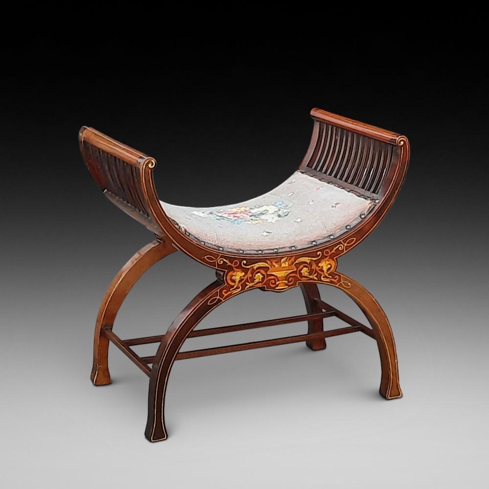 Edwardian Mahogany & Inlaid Savanarola Stool (1 of 6) Edwardian Mahogany & Inlaid Savanarola Stool (1 of 6)