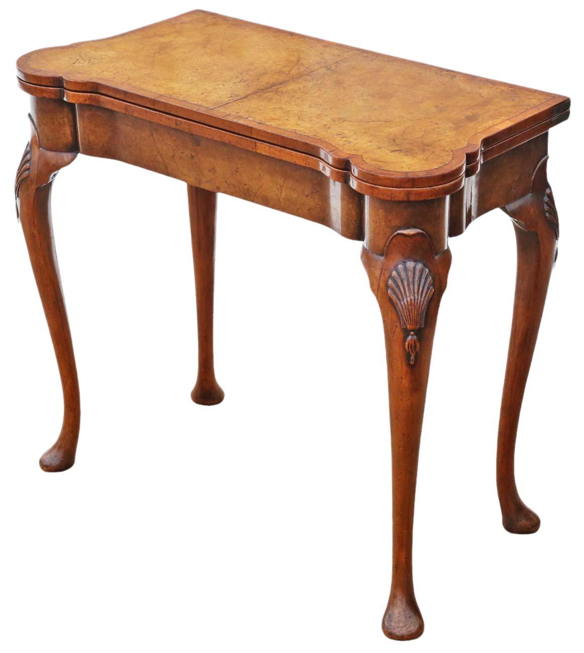 Antique Fine Quality Georgian Revival Burr Walnut Folding Card or Tea Table (1 of 11)