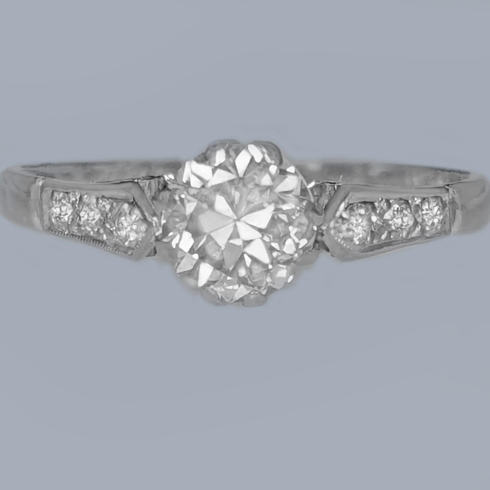 1930s Vintage Diamond Solitaire Ring – 18ct White Gold & Platinum 0.85ct (1 of 15)