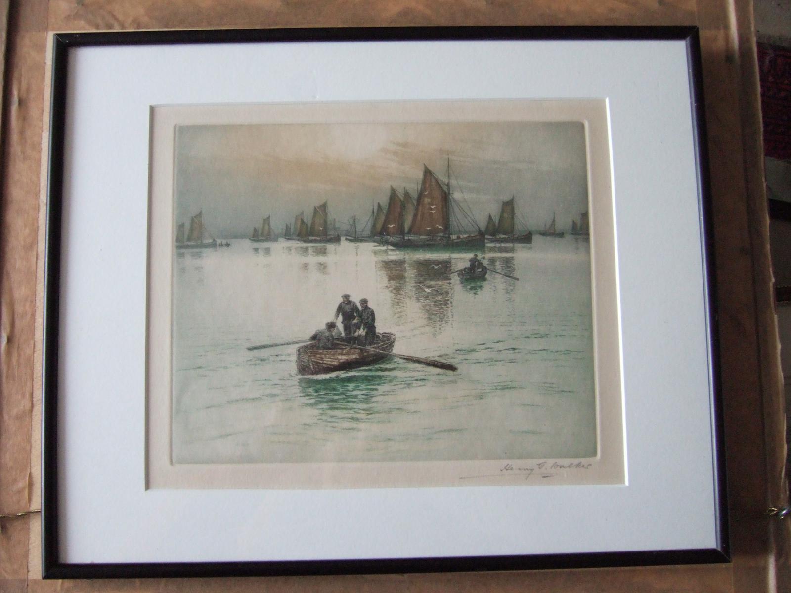 Henry George Walker Coloured Etching of Fishermen Rowing-out to their Boats (1 of 4) Henry George Walker Coloured Etching of Fishermen Rowing-out to their Boats (1 of 4)