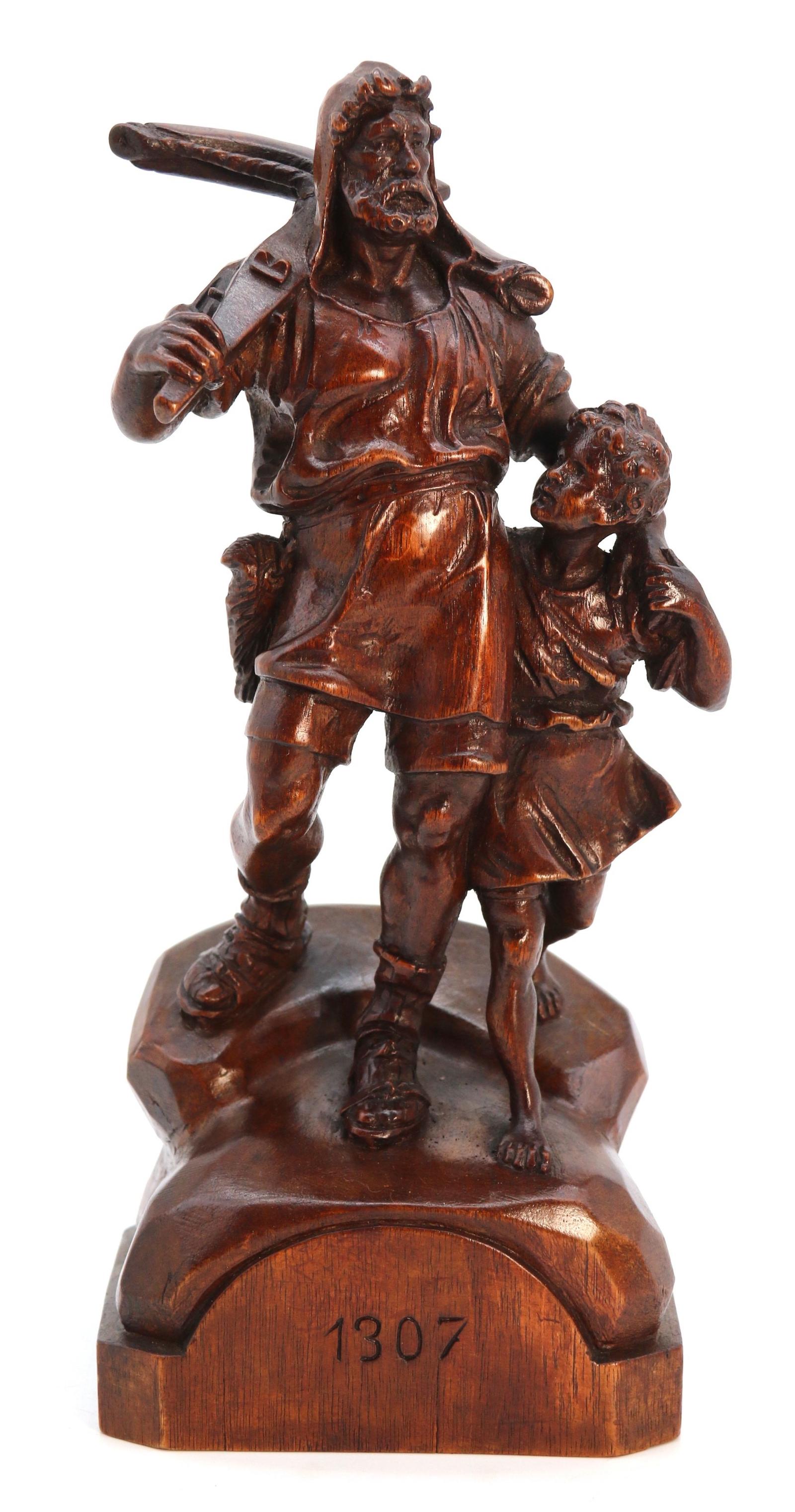 Black Forest Walnut Hand Carved William Tell and His Son (1 of 19)