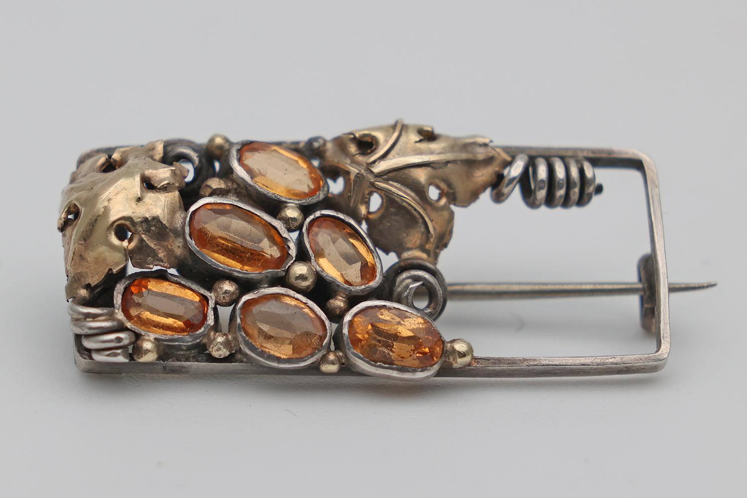 Arts & Crafts Dorrie Nossiter Brooch Set with Topaz (1 of 2)