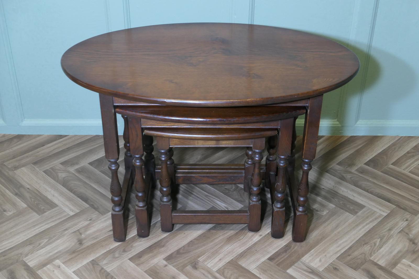 Oval Nest of Tables in Oak by Old Charm (1 of 7)
